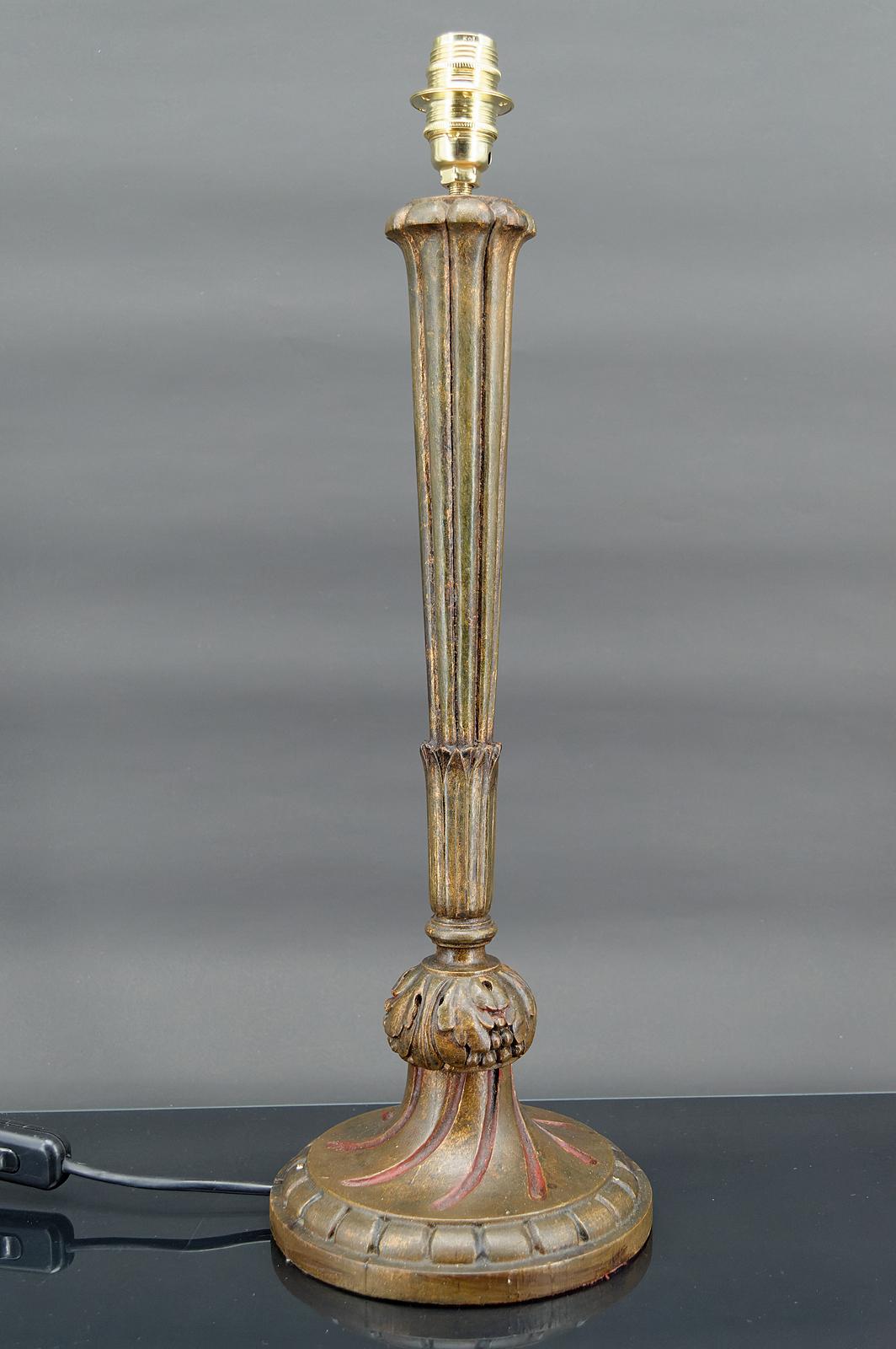French Large Art Deco lamp in gilded wood, France, circa 1920 For Sale