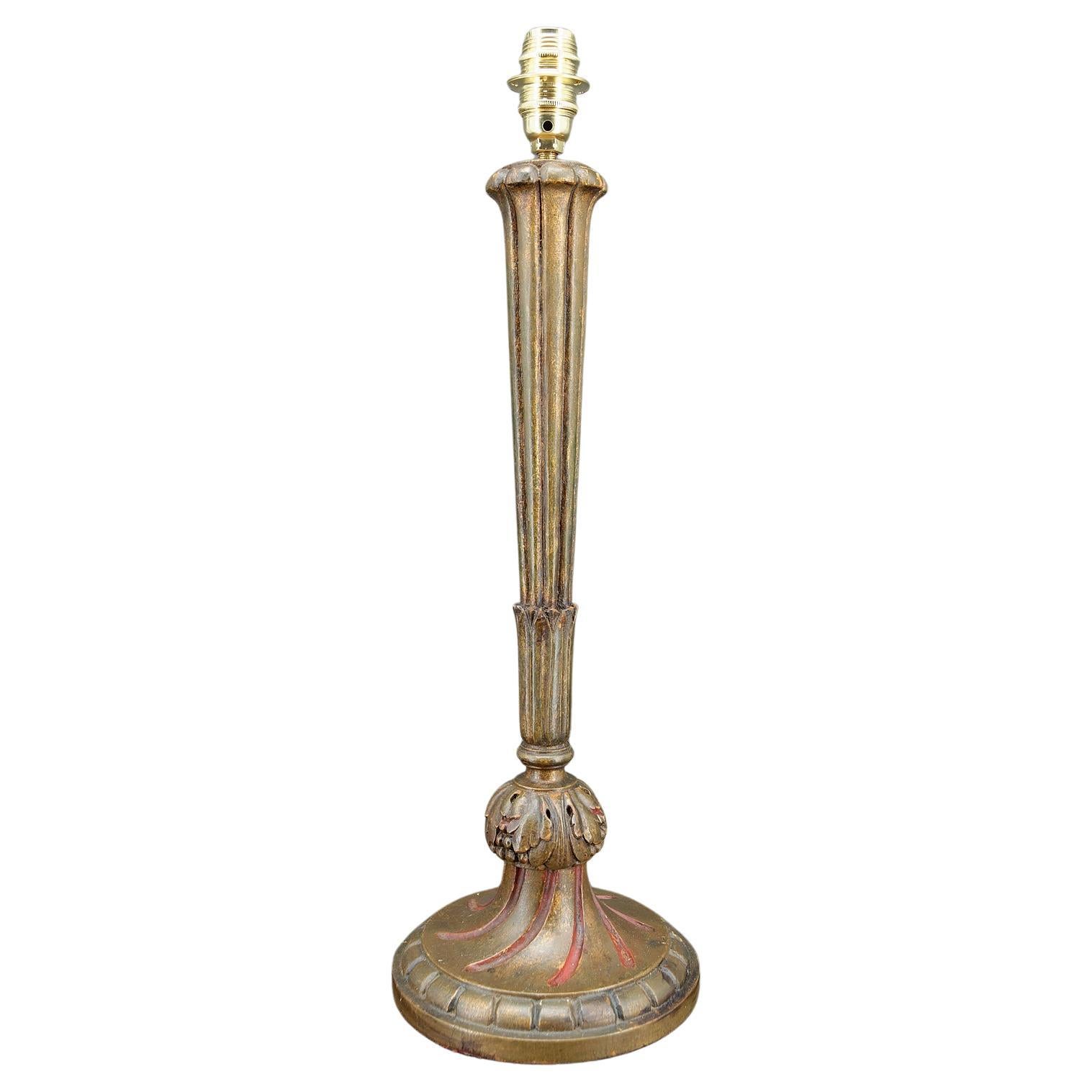 Large Art Deco lamp in gilded wood, France, circa 1920 For Sale