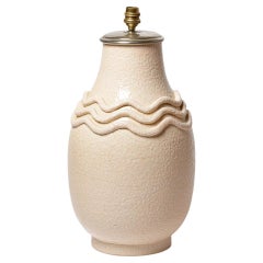 Large art deco light pink white ceramic table lamp by Kaza circa 1940 40 cm