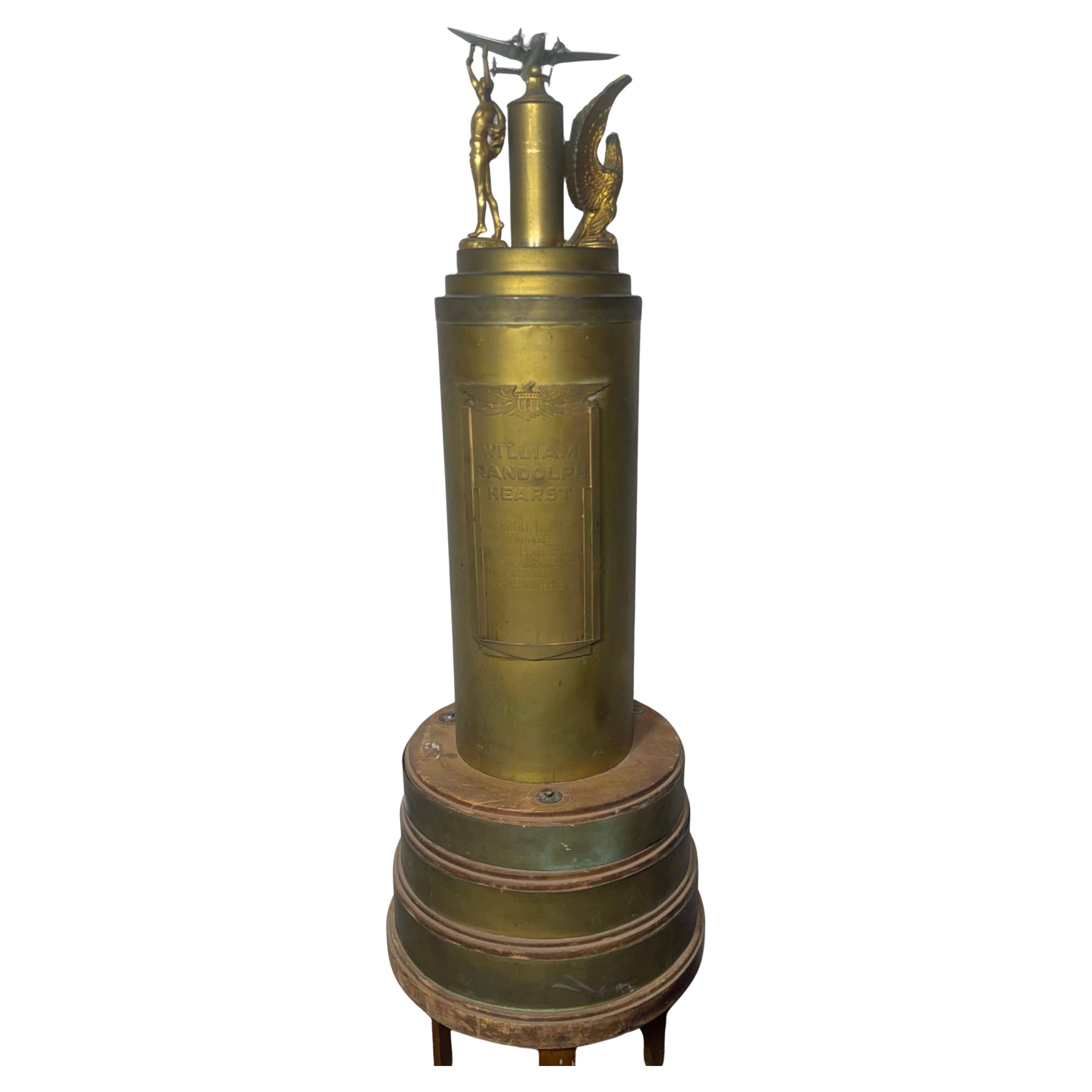 Large Art Deco Light Plane Race Trophy "William Randolph Hearst" c.1941 For Sale