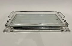Large Art Deco Lucite and Mirror Tray