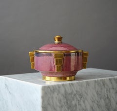 Large Art Deco Lustre Lidded Bowl by Josef Ekberg for Gustavsberg, Sweden, 1930