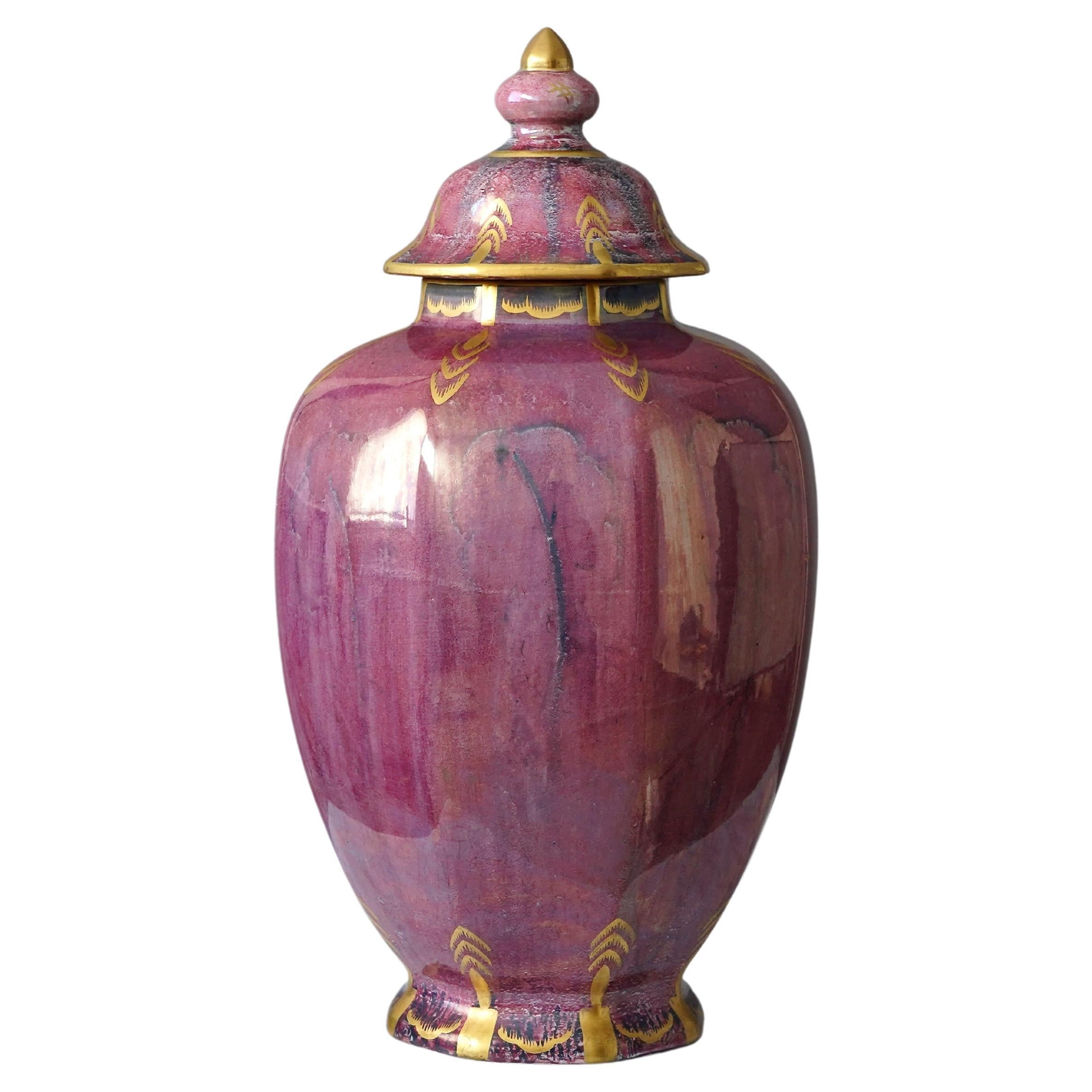 Large Art Deco Lustre Lidded Urn by Josef Ekberg for Gustavsberg, Sweden, 1930