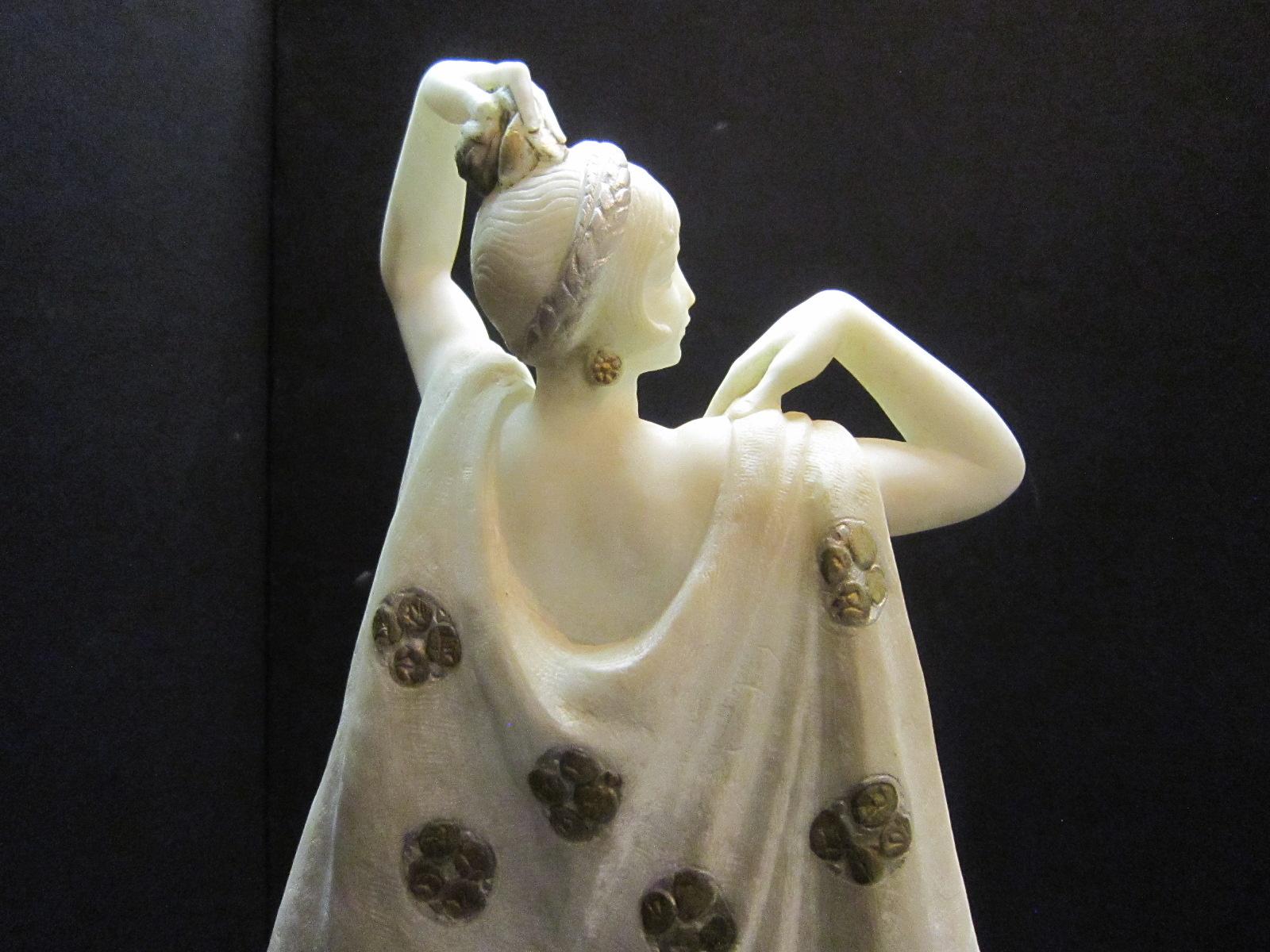 Large Art Deco Marble Sculpture of a Nude with Cloak, Signed Louis Botinelly 7
