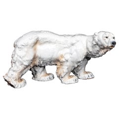 Large Art Deco Meissen Porcelain Sculpture of a Polar Bear by Otto Jarl