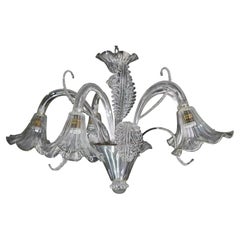 Grande lampadario in vetro di Murano in stile Art Déco italiano della metà del secolo, anni ’60