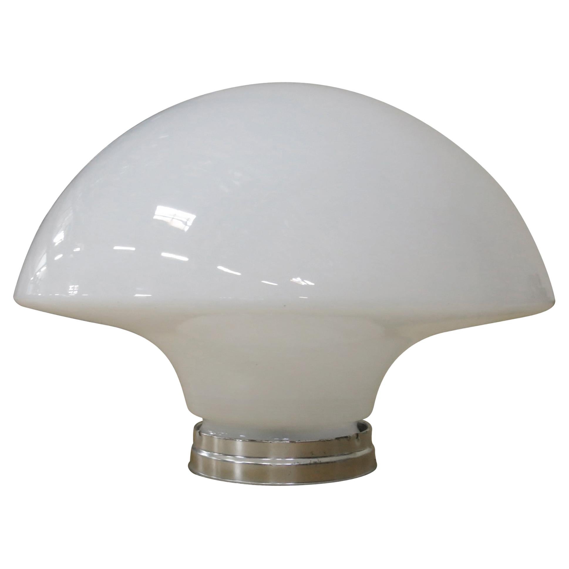 Large Art Deco Milk Glass Ceiling Mounted Globe with Fitter