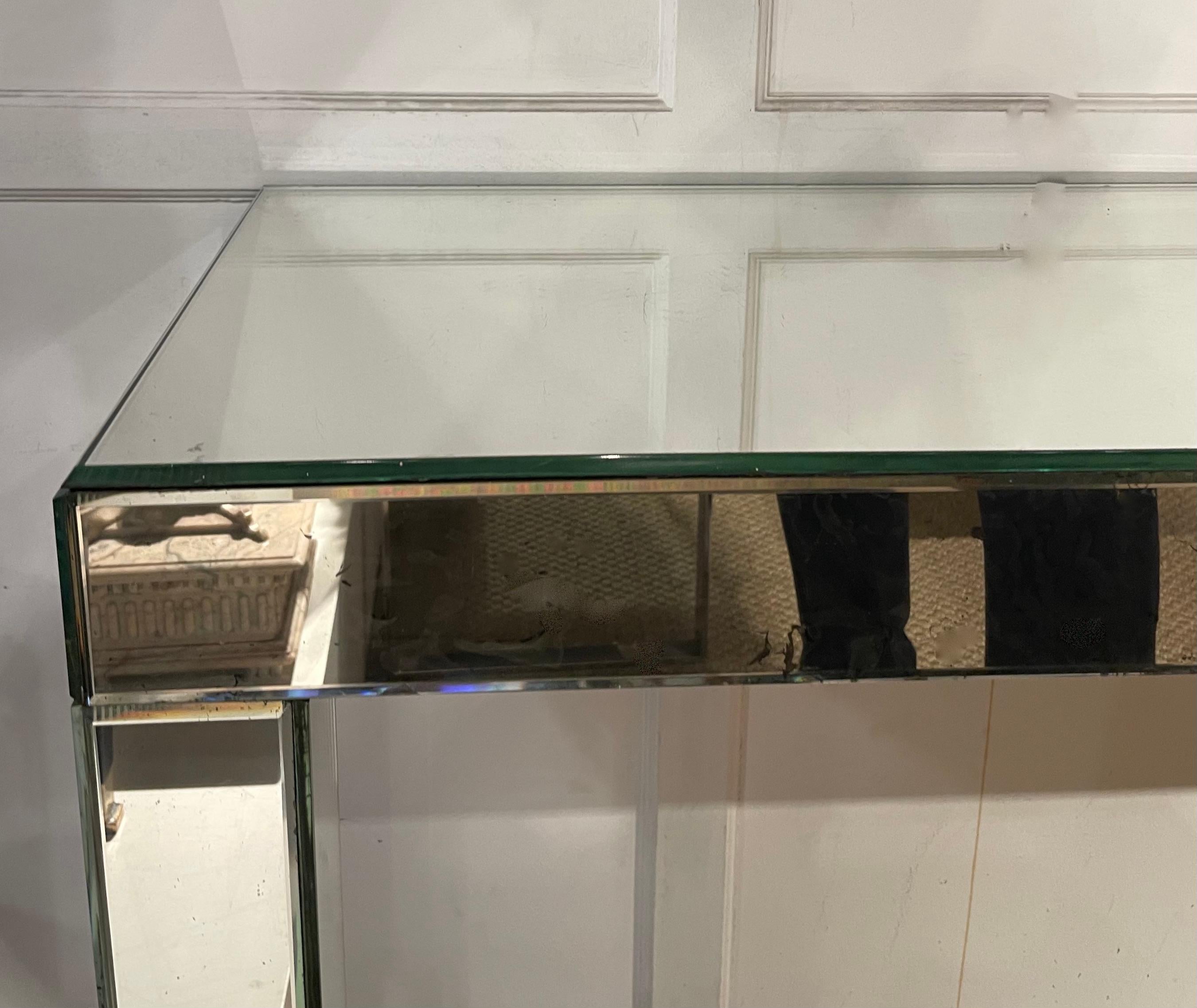 Large Art Deco Mirror Console Table Attributed to Jacques Adnet, France 1930. In Good Condition For Sale In Brussels, BE