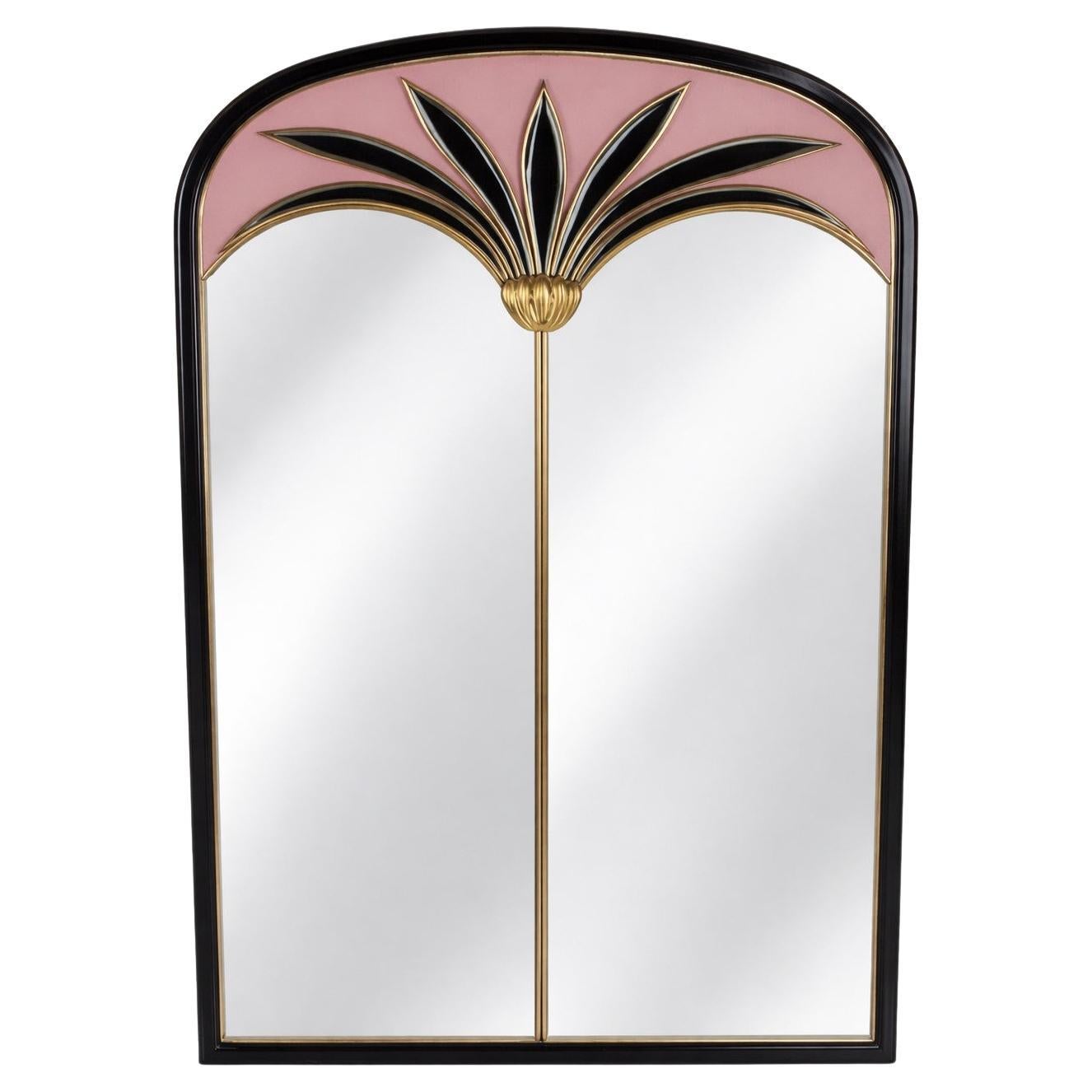 Grande specchio Art Deco Mirror in rosa e nero, Italia in vendita