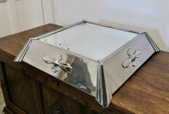 Large Art Deco Mirror Top Chrome Plateau Wedding Cake Stand