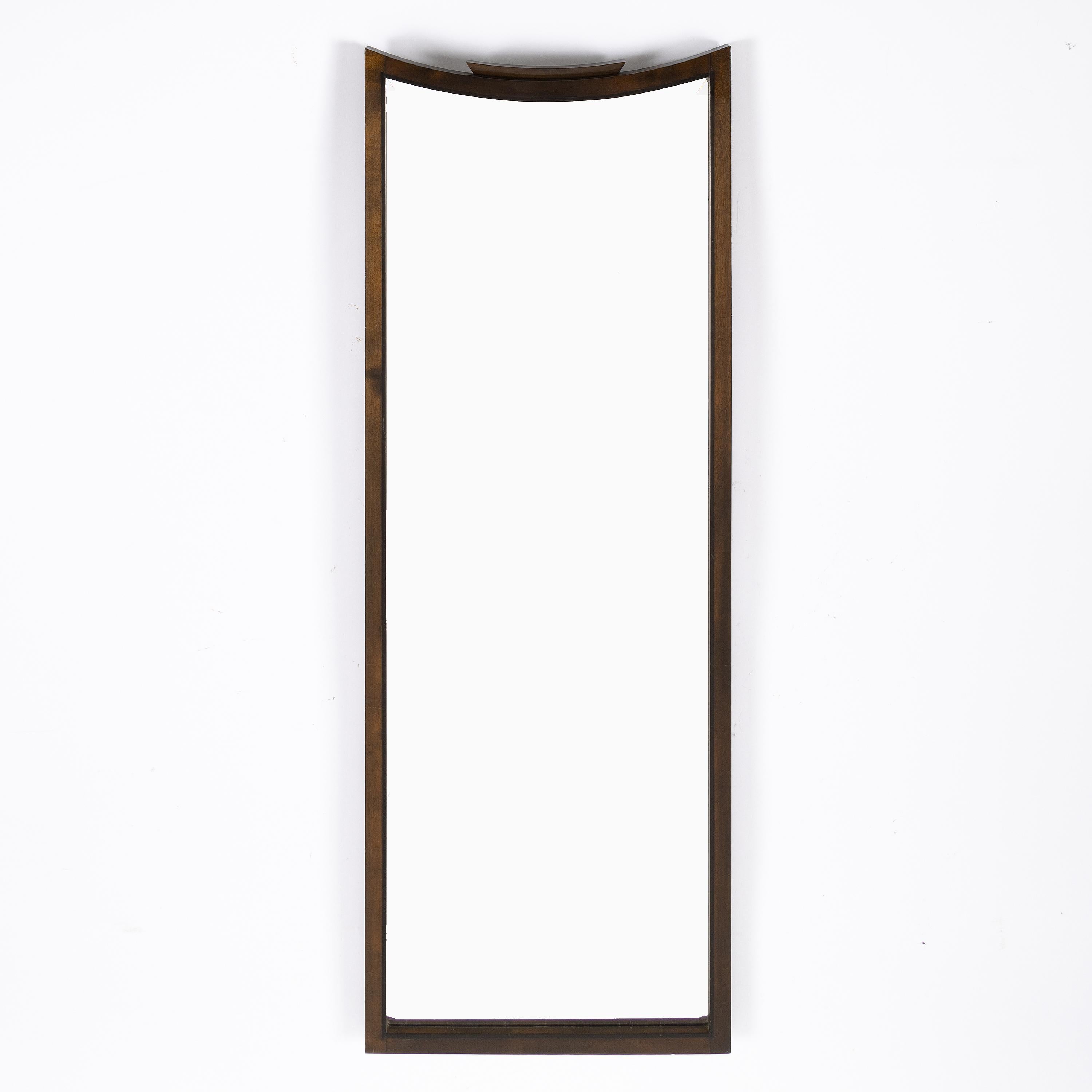 Swedish Large Art Deco Mirror, Walnut and Mahogany Frame, Antique Glass, Sweden 1930s.  For Sale