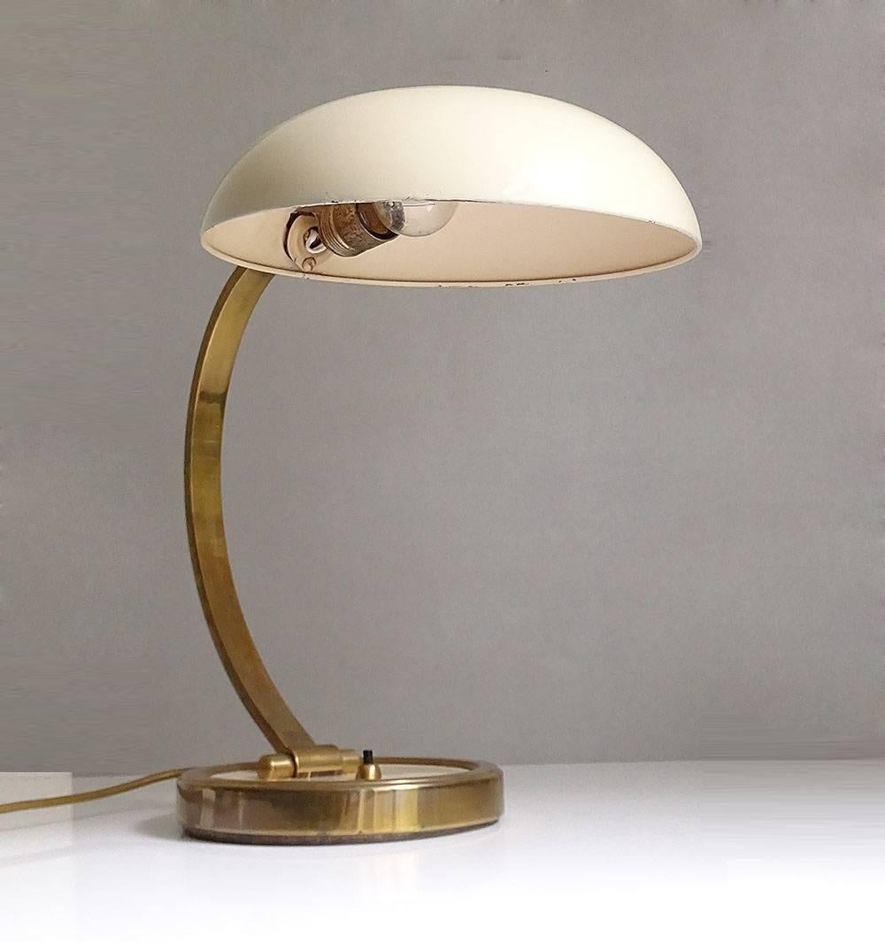 German Large Art Deco Modernist Bauhaus Brass Desk Table Lamp, 1930s 