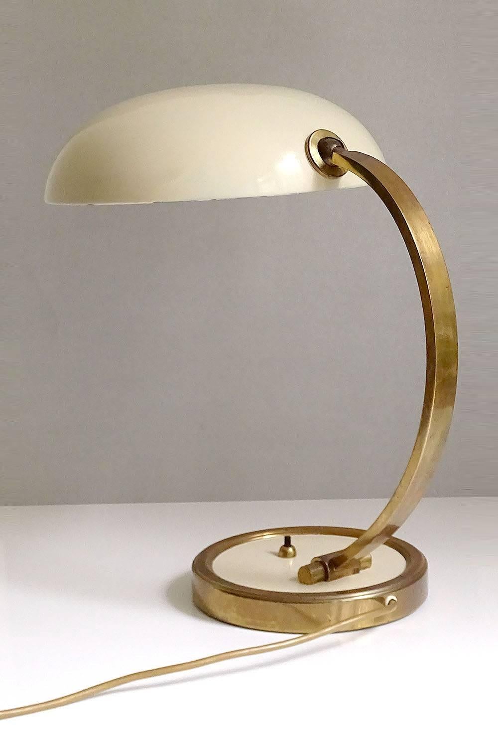 Large Art Deco Modernist Bauhaus Brass Desk Table Lamp, 1930s  1