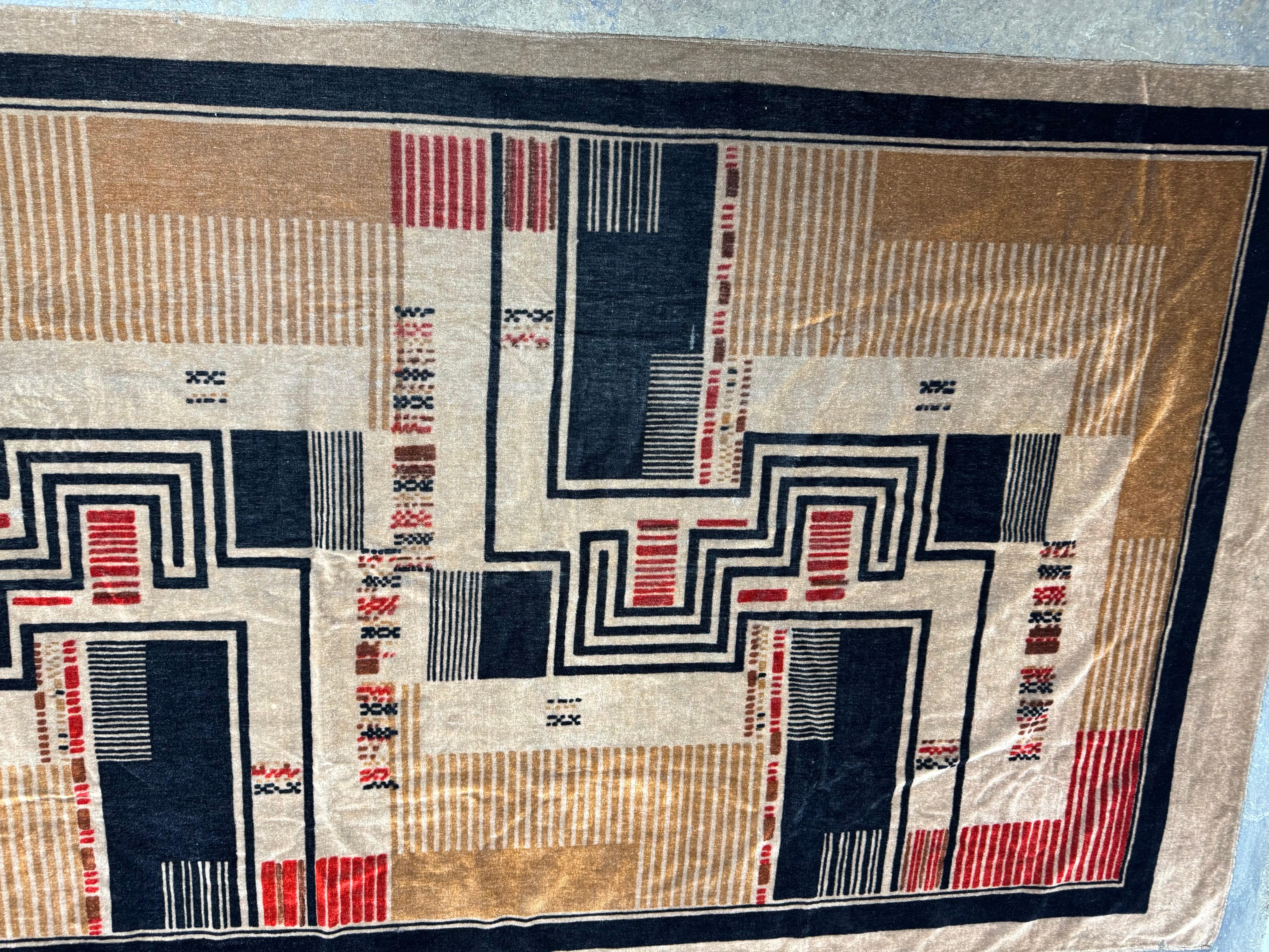 Gran tapiz geométrico Art Decó/Modernista de la escuela Amsterdamse. Países Bajos 1925 principios del siglo XX en venta
