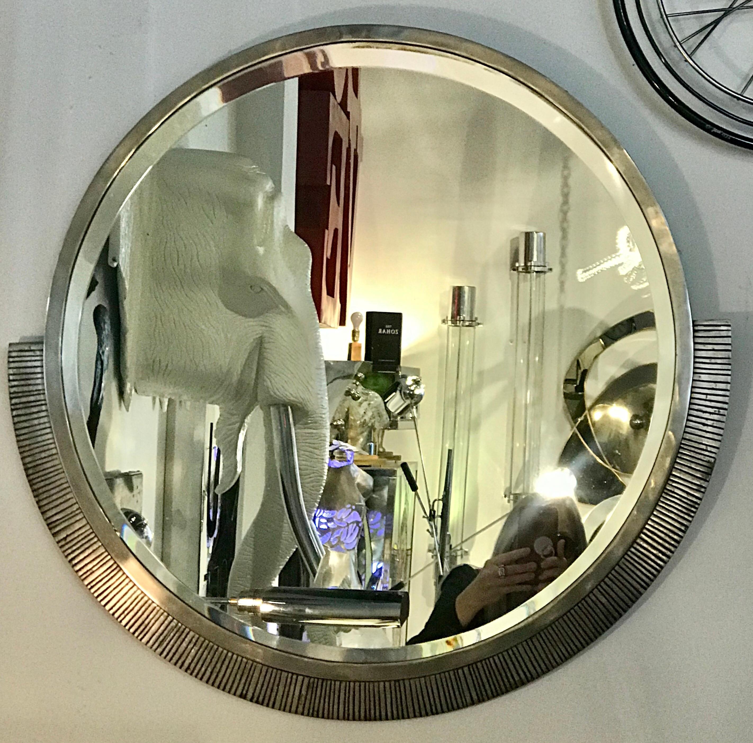 Large Art Deco Modernist Mirror by Edgar Brandt, Signed, circa 1930 2
