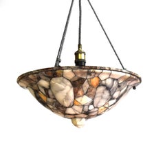 Large Art Deco mosaic ceiling light made of alabaster