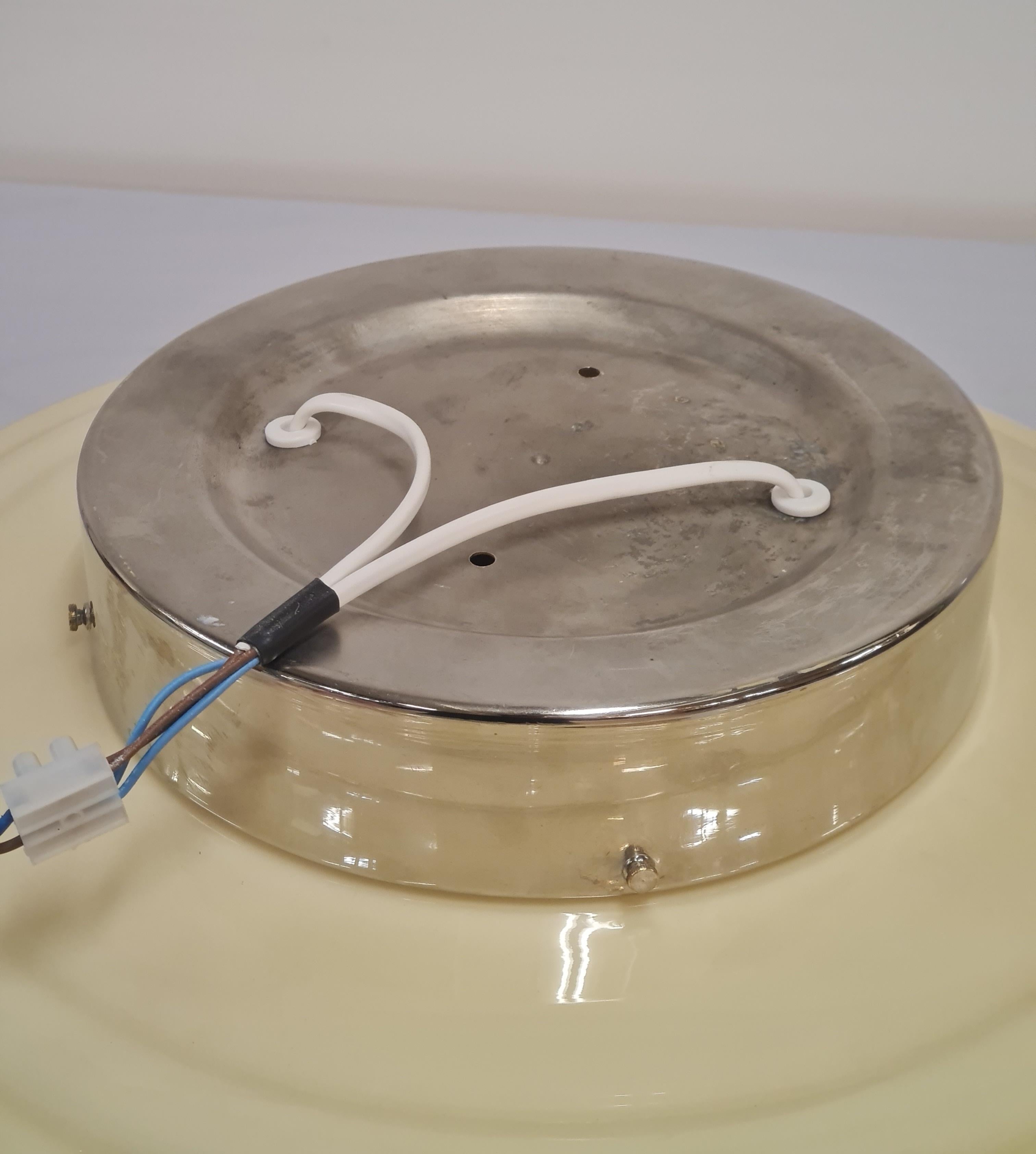 Large Art Deco Paavo Tynell Flushmount Model 1621, Rimmed Glass, Taito 1930s For Sale 3