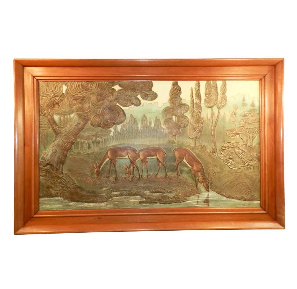 Large Art Deco Painting Signed Gueret For Sale