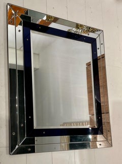 Grand miroir Art Déco avec partie bleue par Serge Roche, France, 1935