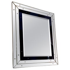 Large Art Deco Pareclose Mirror with a Blue Part by Serge Roche, France, 1935