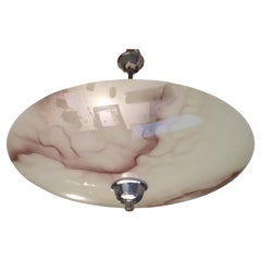 Large Art Déco Pendant Lamp With Marbled Glass, 1930s