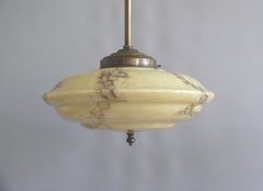 Large Art Deco Pendant Lamp with marbled glass, Germany, 1930s