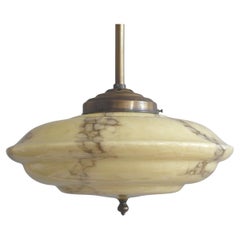 Gran lámpara colgante Art Decó con cristal jaspeado, Alemania, años 30