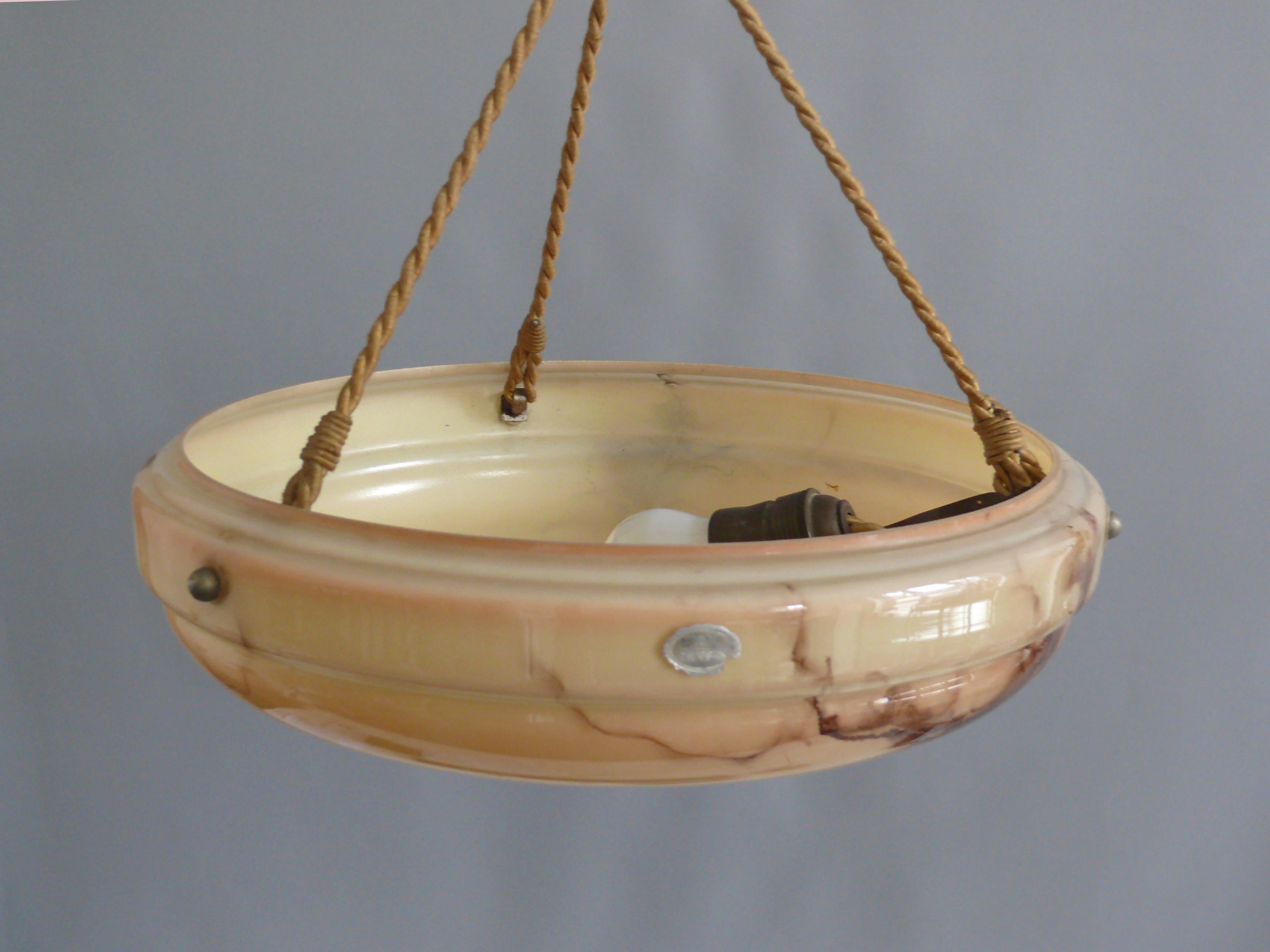 Large Art Déco Pendant Light, 1920s - 1930s In Good Condition In Schwerin, MV