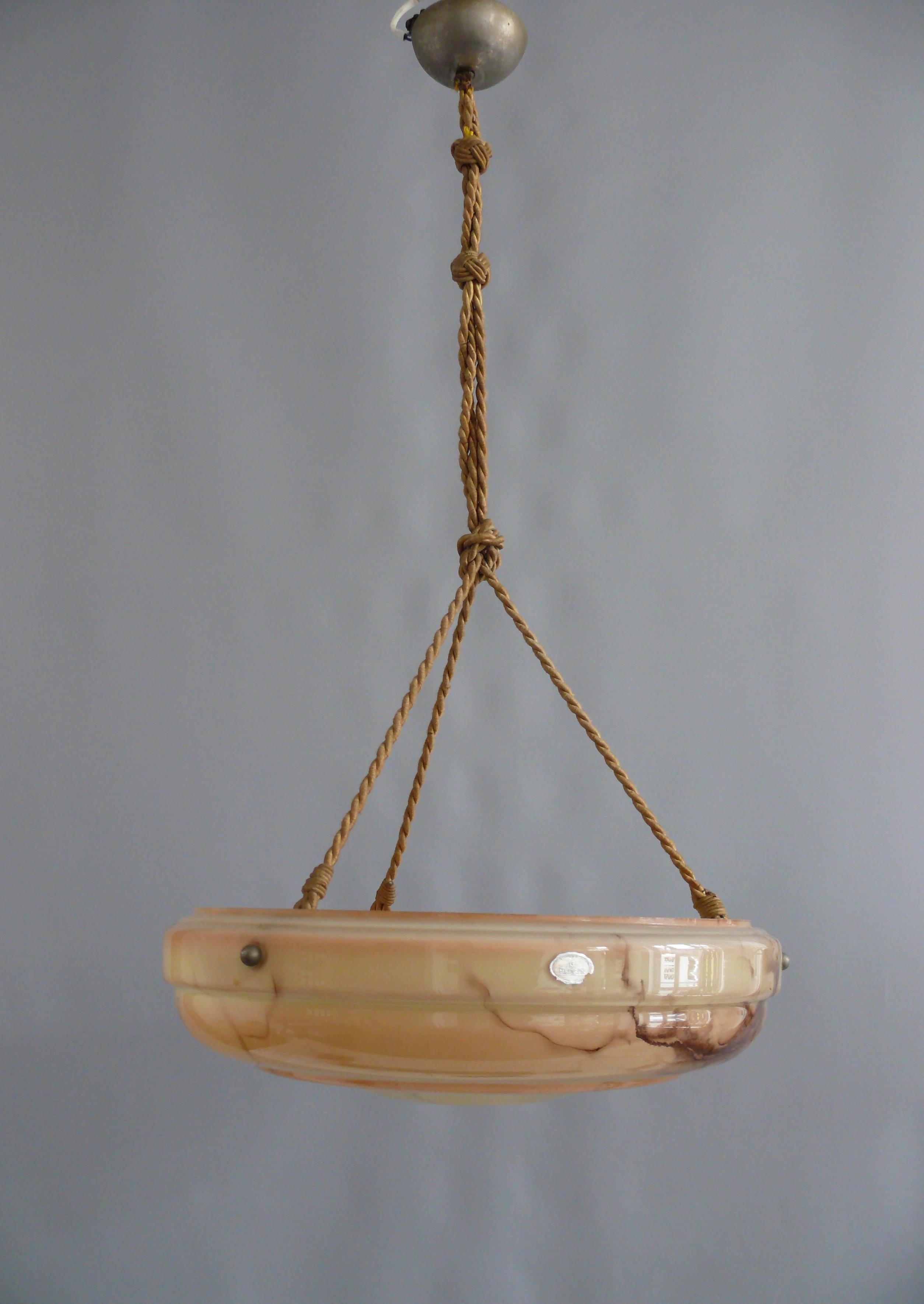 Glass Large Art Déco Pendant Light, 1920s - 1930s