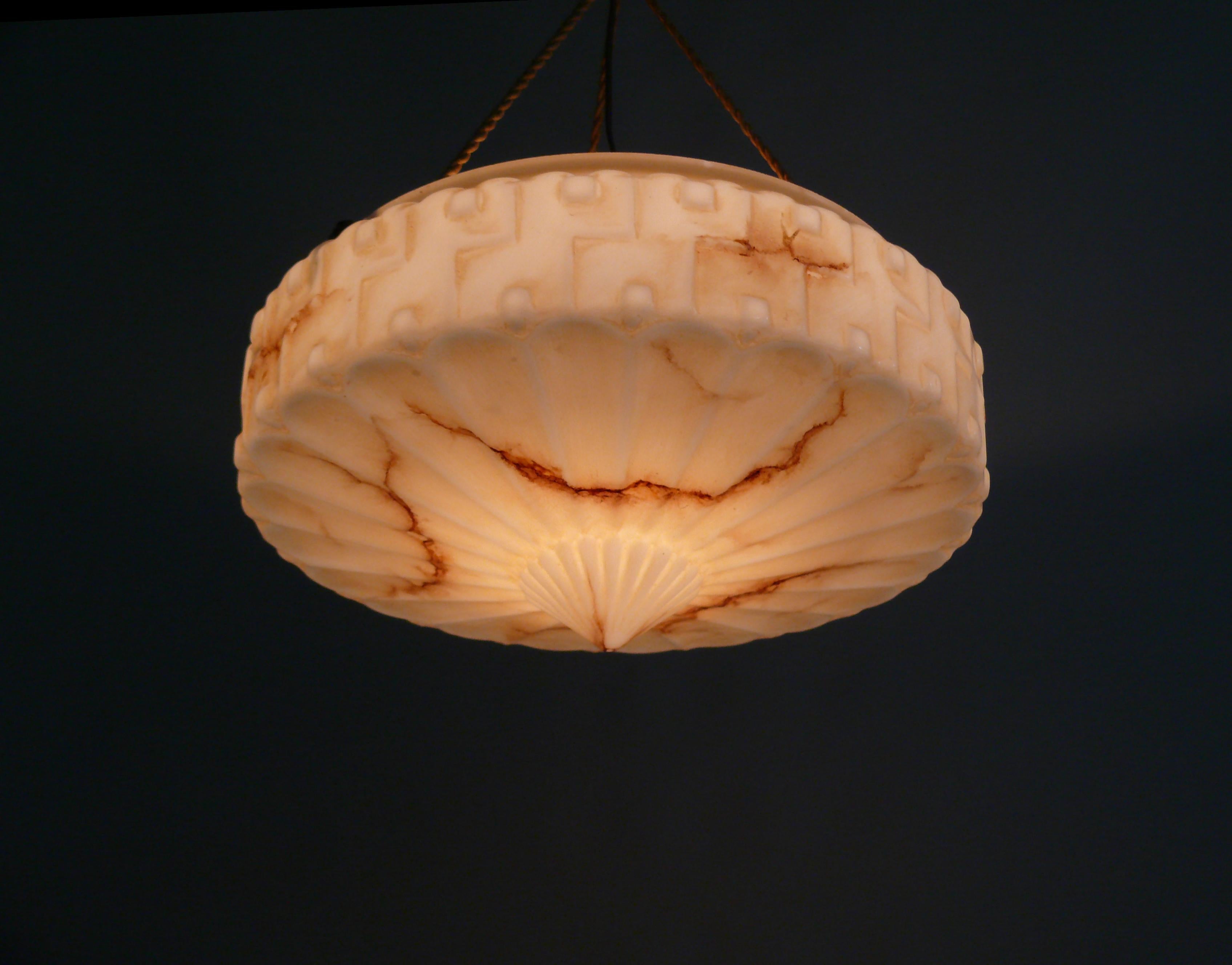 Brass Large Art Déco Pendant Light, 1920s - 1930s For Sale