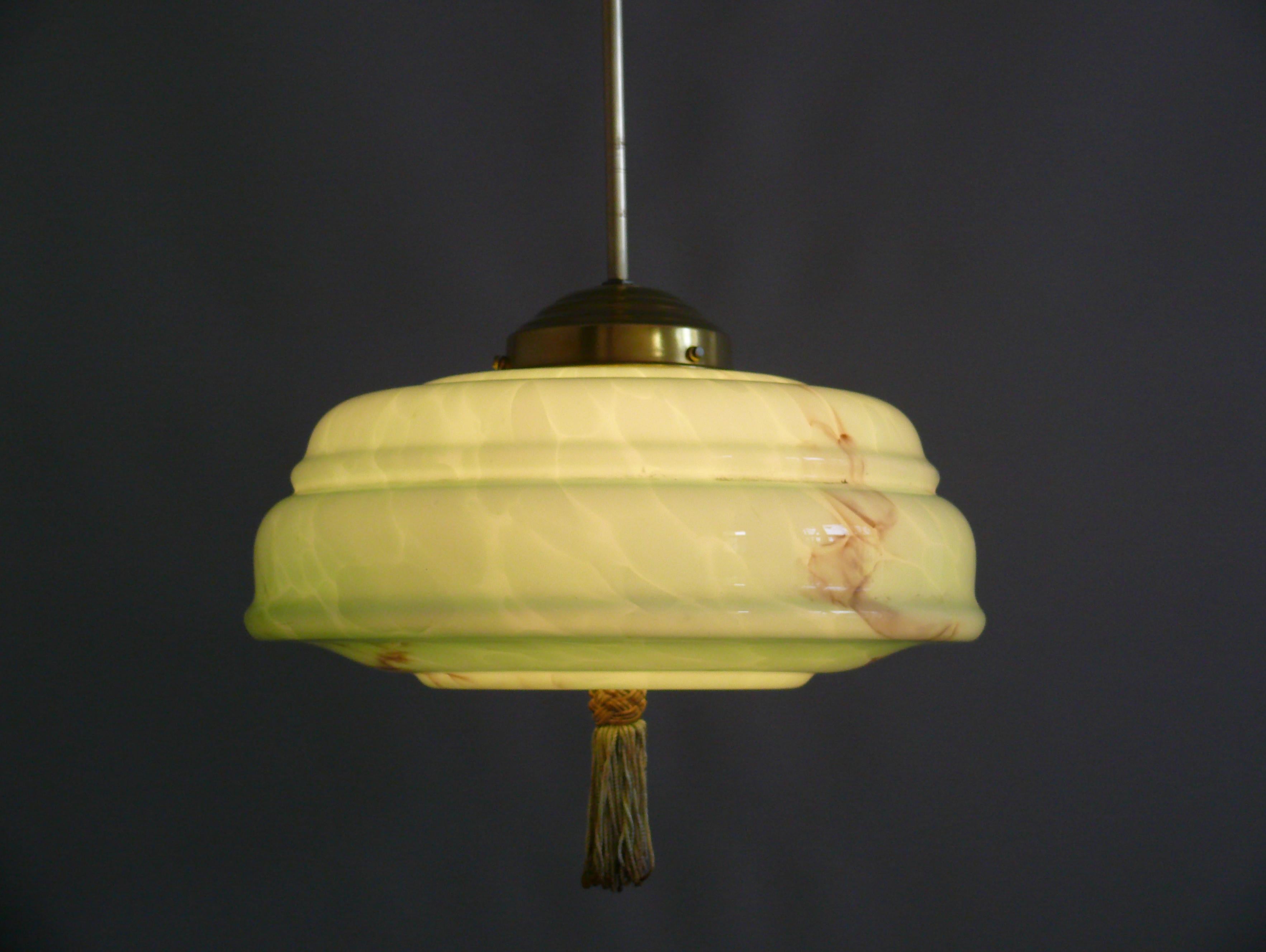 Large Art Déco Pendant Light, 1930s - 1940s In Good Condition In Schwerin, MV