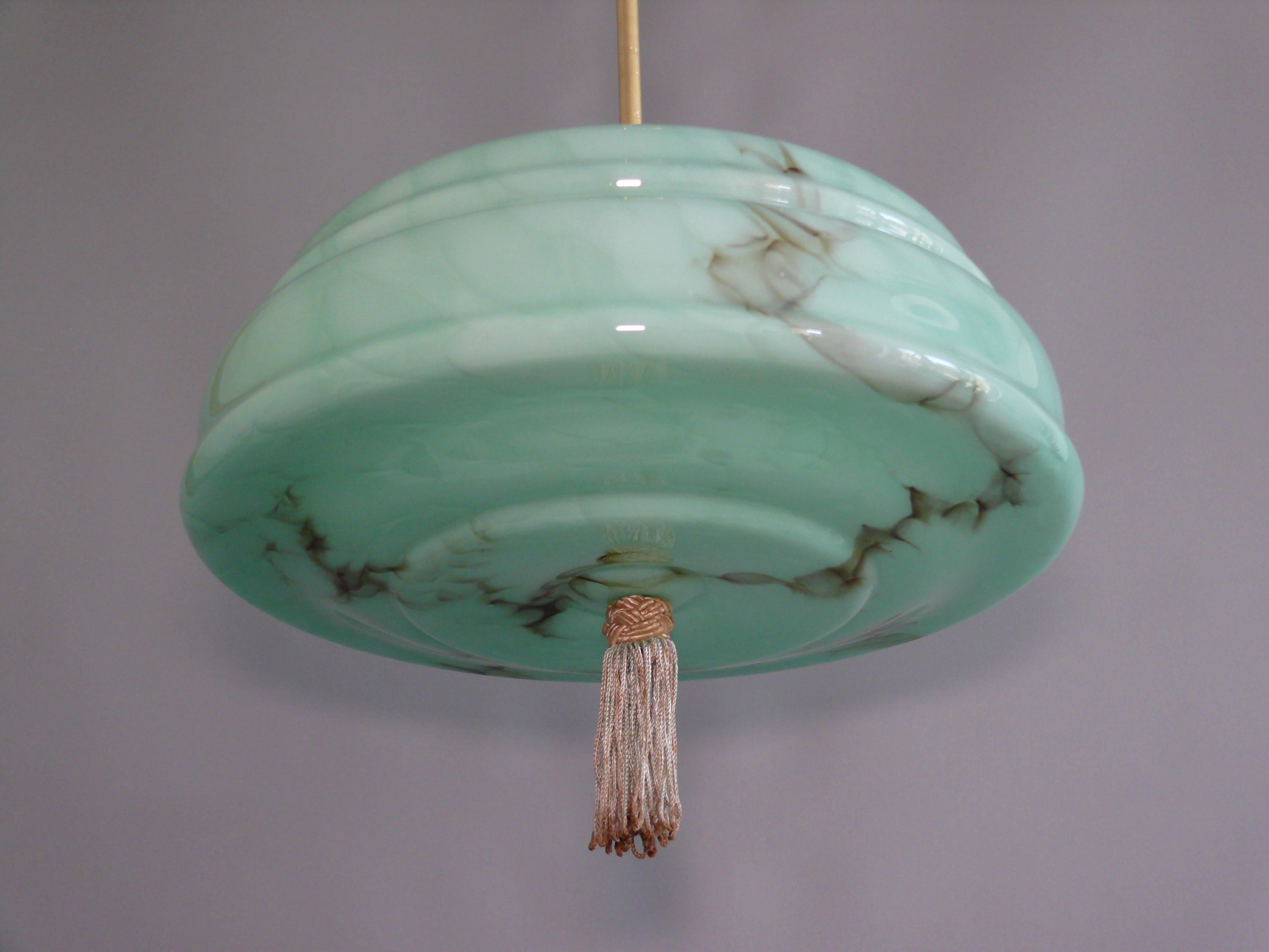 Metal Large Art Déco Pendant Light, 1930s - 1940s