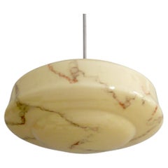 Grande lampada a sospensione Art Deco, paralume in vetro, supporto in metallo, Germania, anni '30