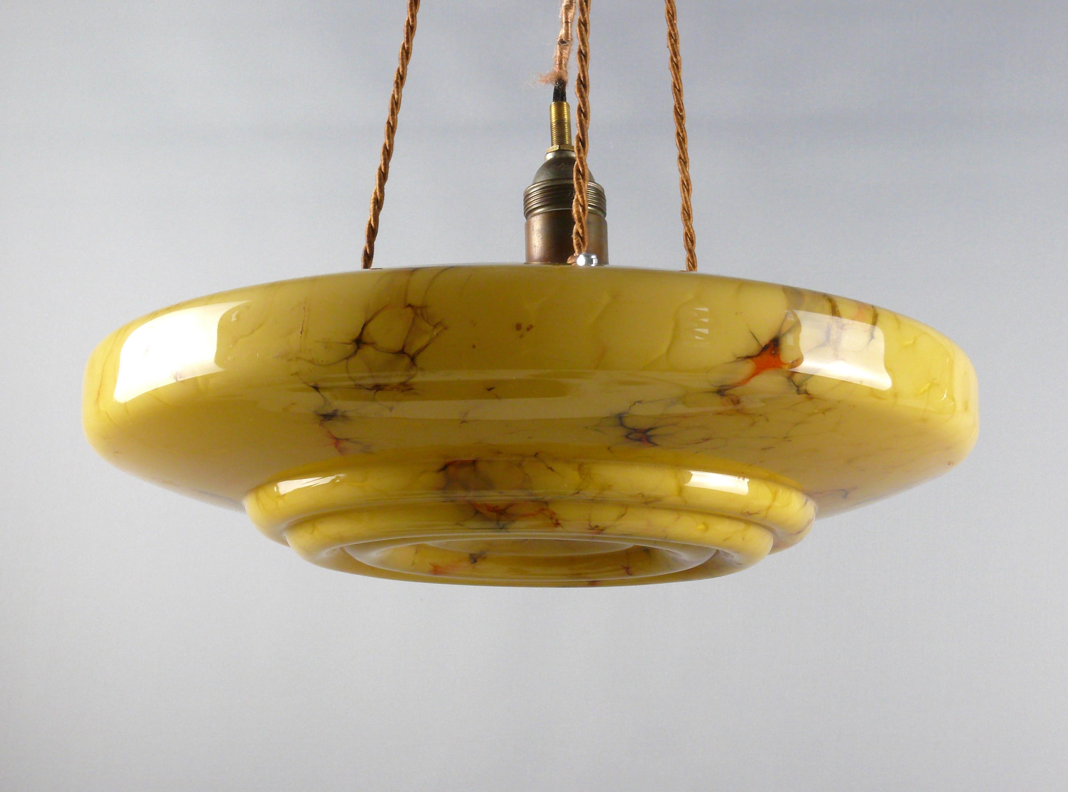 Large Art Déco Pendant Light, 1930s In Good Condition For Sale In Schwerin, MV