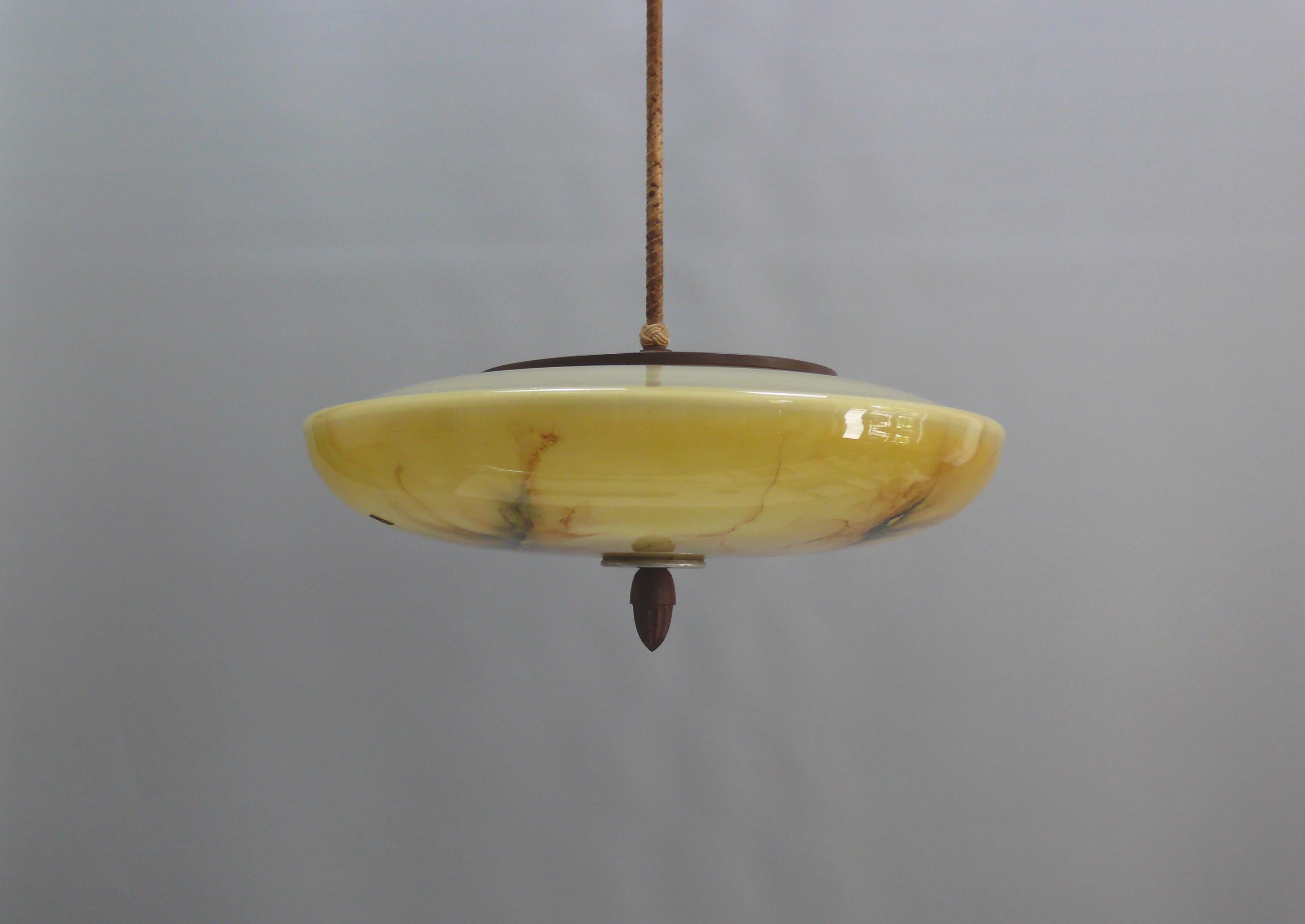 Art Deco Large Art Déco Pendant Light, Meissen - Germany 1930s - 1940s For Sale