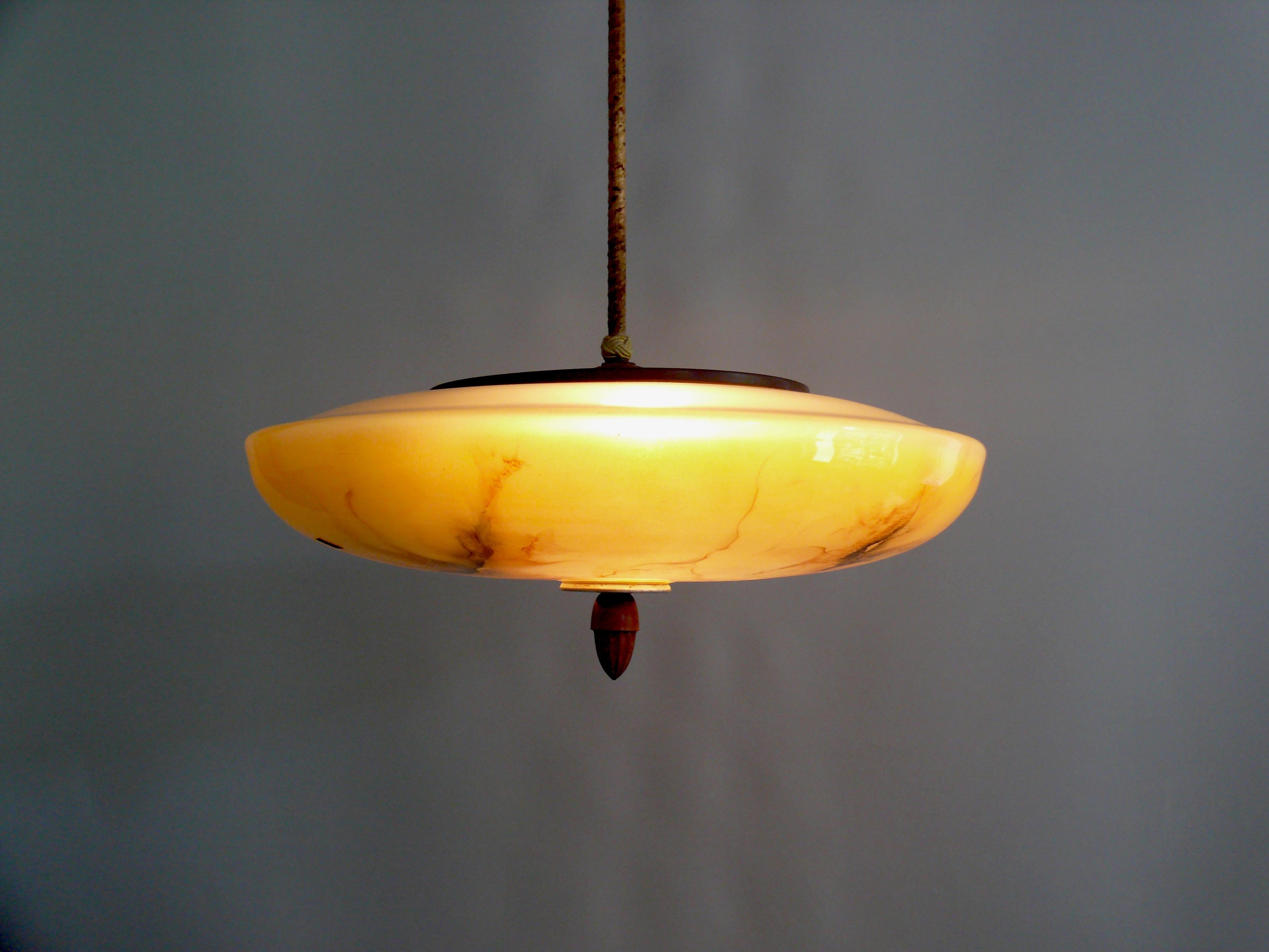 Large Art Déco Pendant Light, Meissen - Germany 1930s - 1940s In Good Condition For Sale In Schwerin, MV