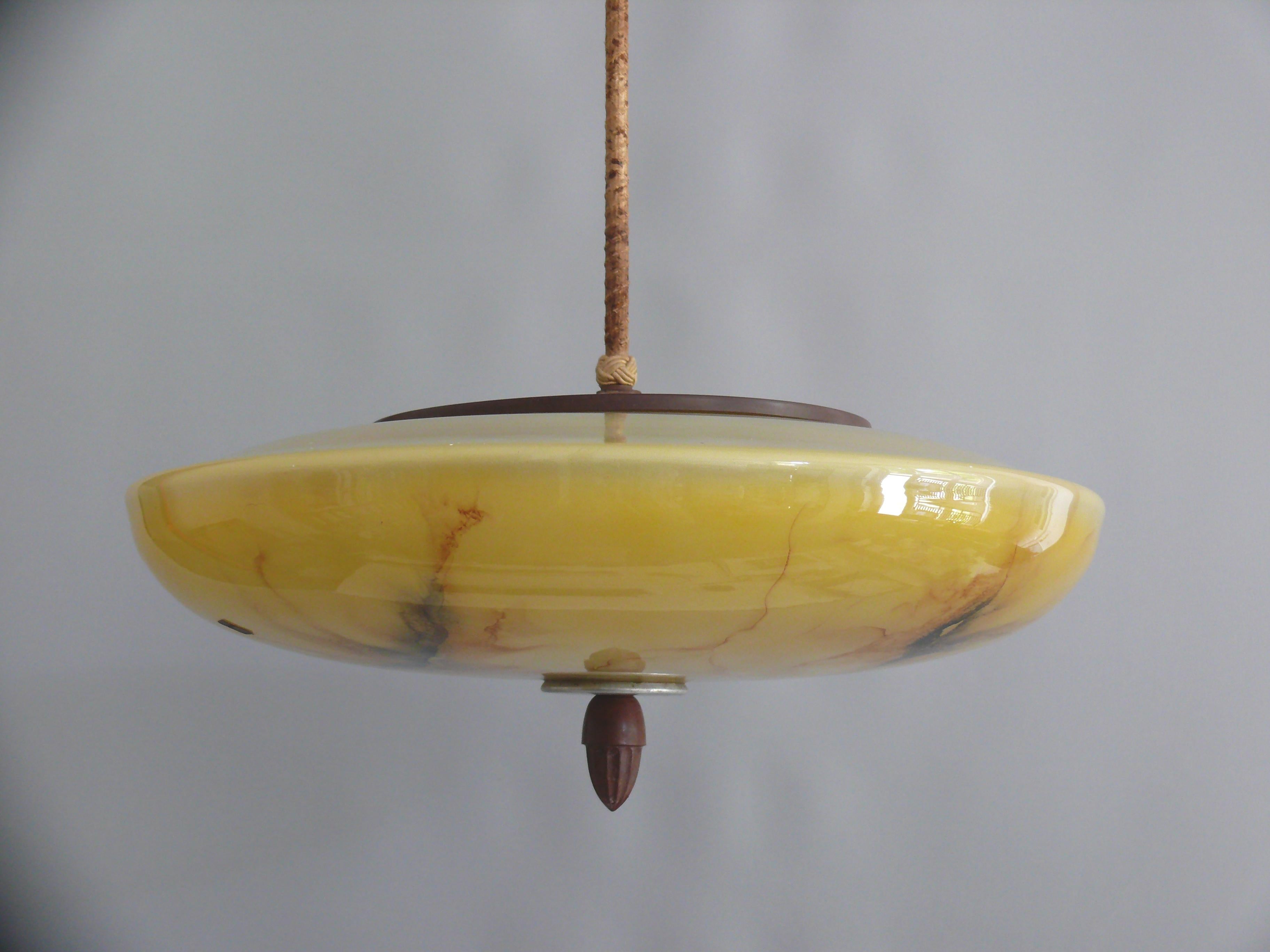 20th Century Large Art Déco Pendant Light, Meissen - Germany 1930s - 1940s For Sale