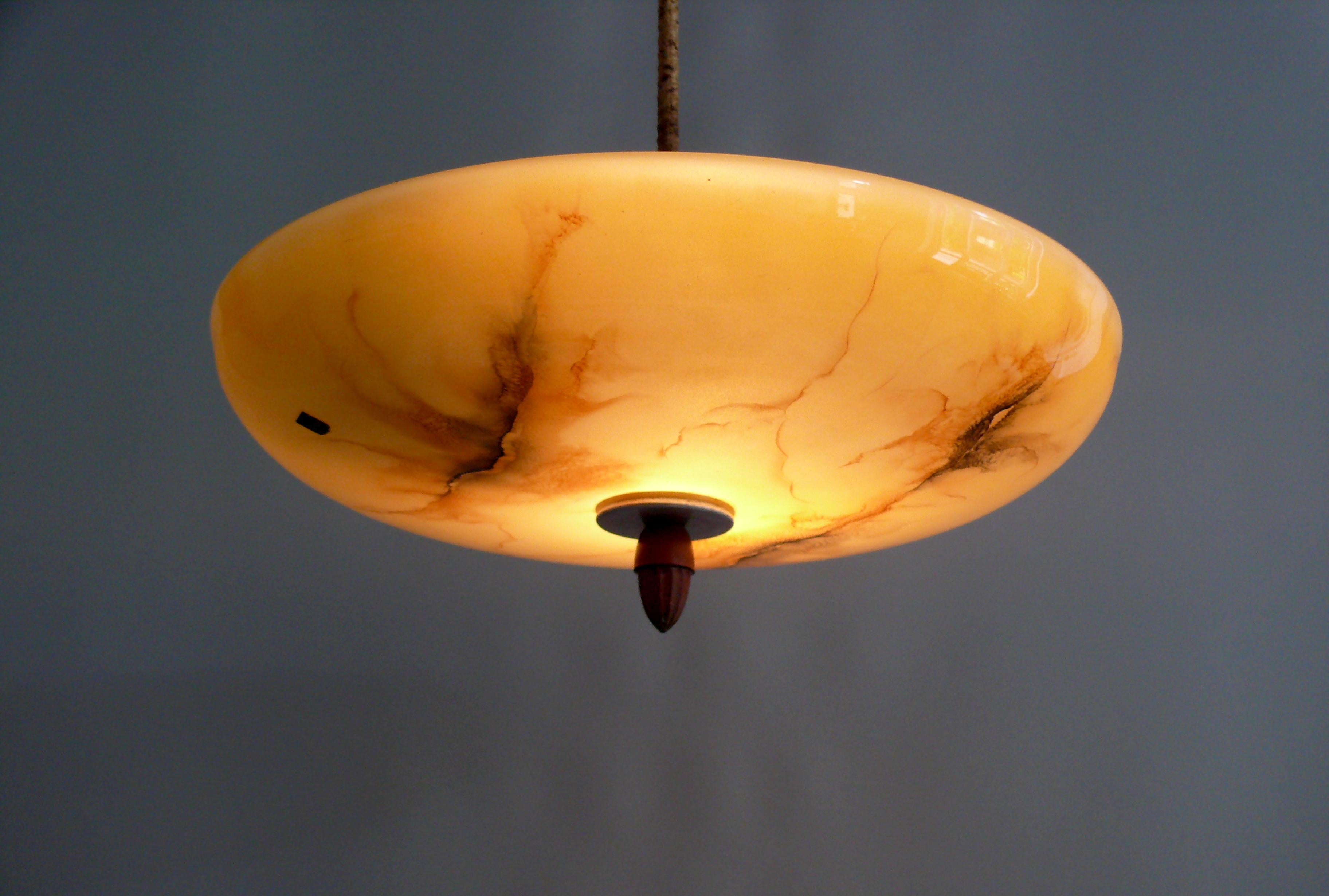 Metal Large Art Déco Pendant Light, Meissen - Germany 1930s - 1940s For Sale