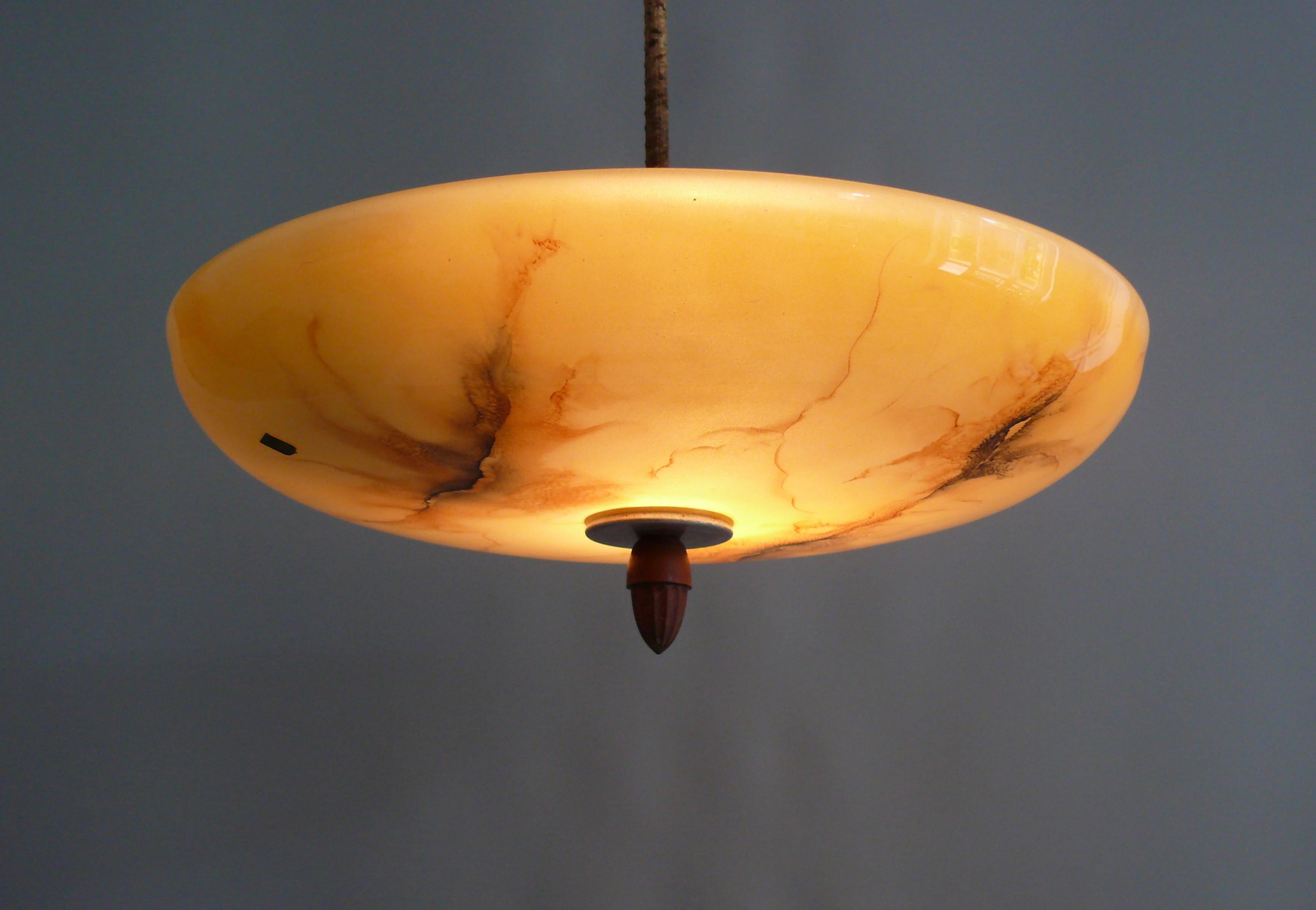 Large Art Déco Pendant Light, Meissen - Germany 1930s - 1940s For Sale 1