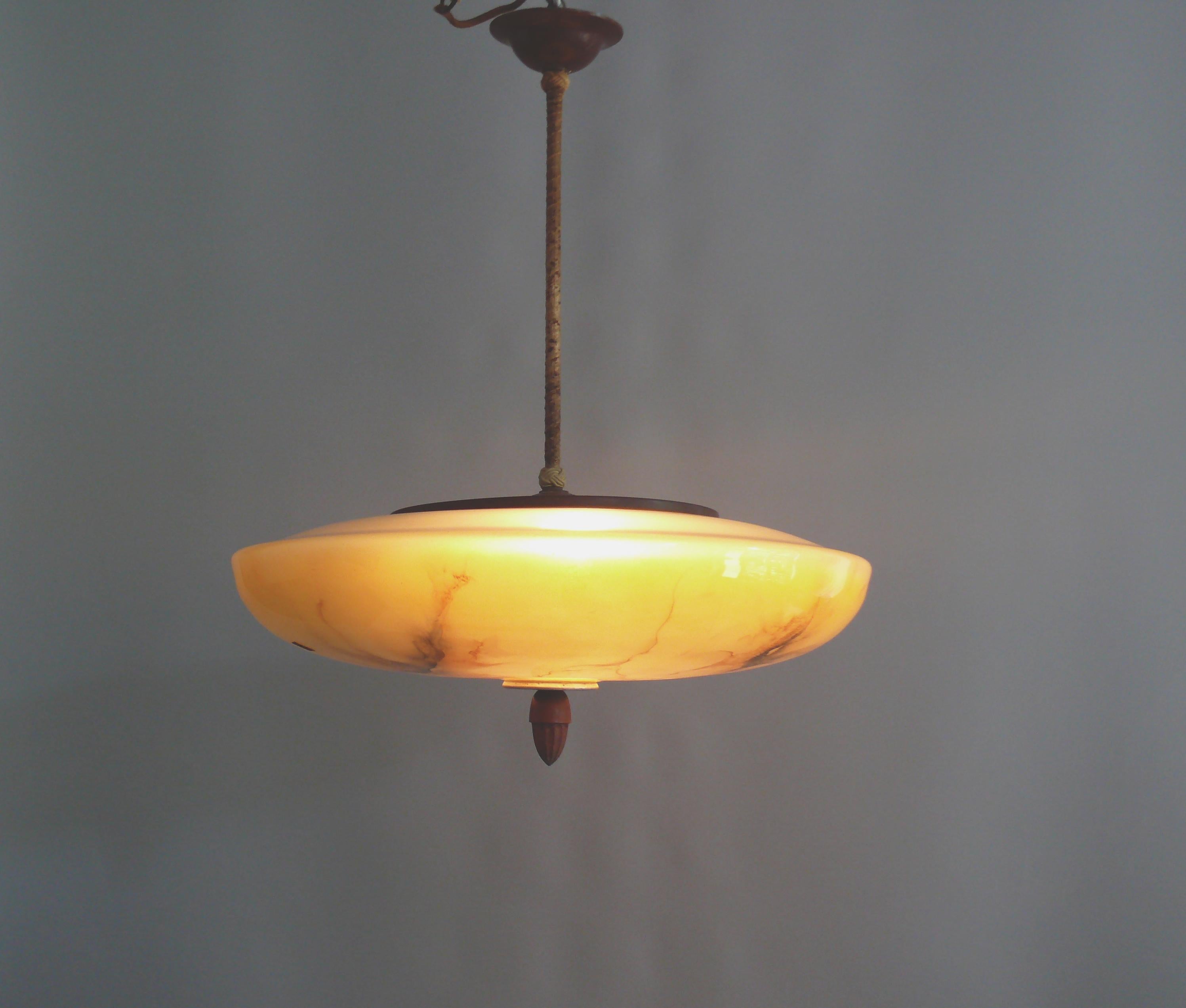 Large Art Déco Pendant Light, Meissen - Germany 1930s - 1940s For Sale 2