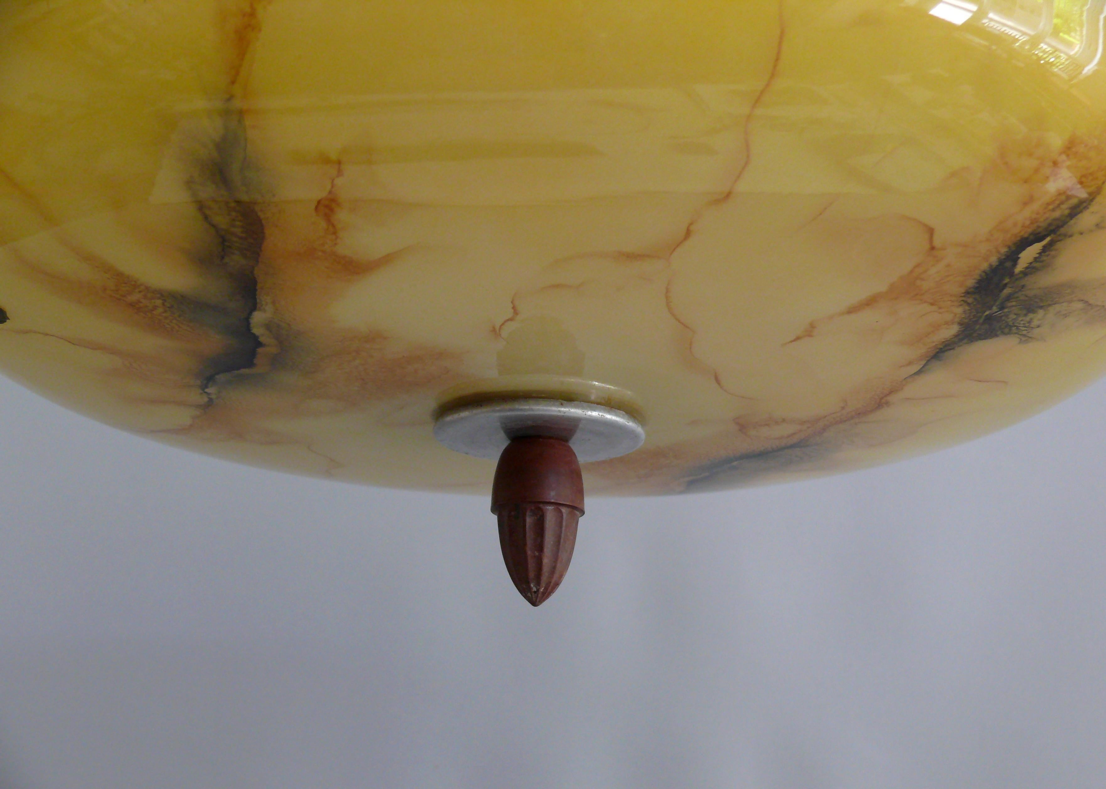 Large Art Déco Pendant Light, Meissen - Germany 1930s - 1940s For Sale 3