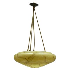 Large Art Déco Pendant Light with marbled glass, 1920s - 1930s