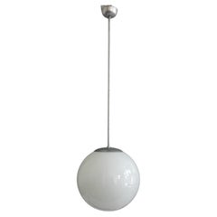 Large Art Déco Pendant Light With Opaline Glass, 1930s