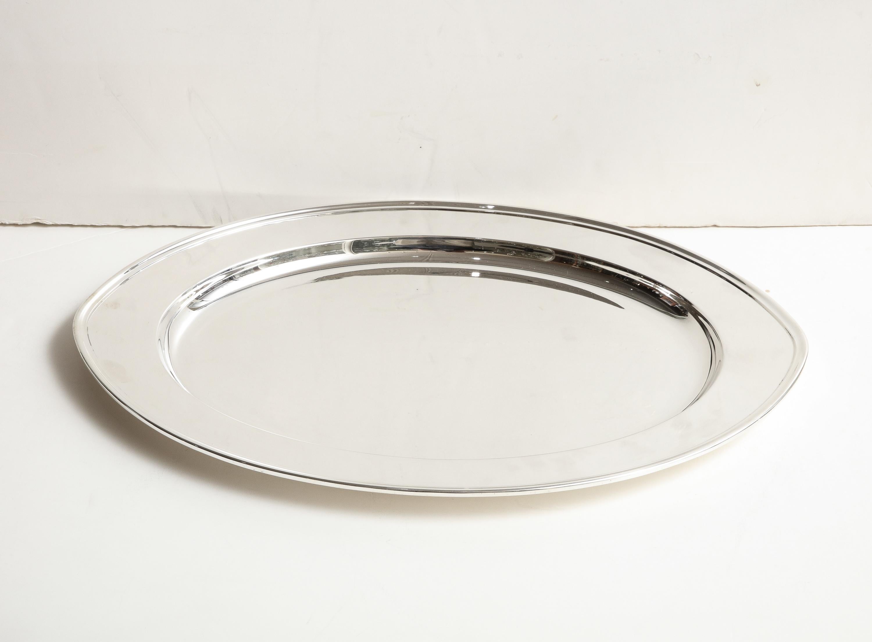 American Large Art Deco Period Solid Sterling Silver Serving Platter By Gorham For Sale