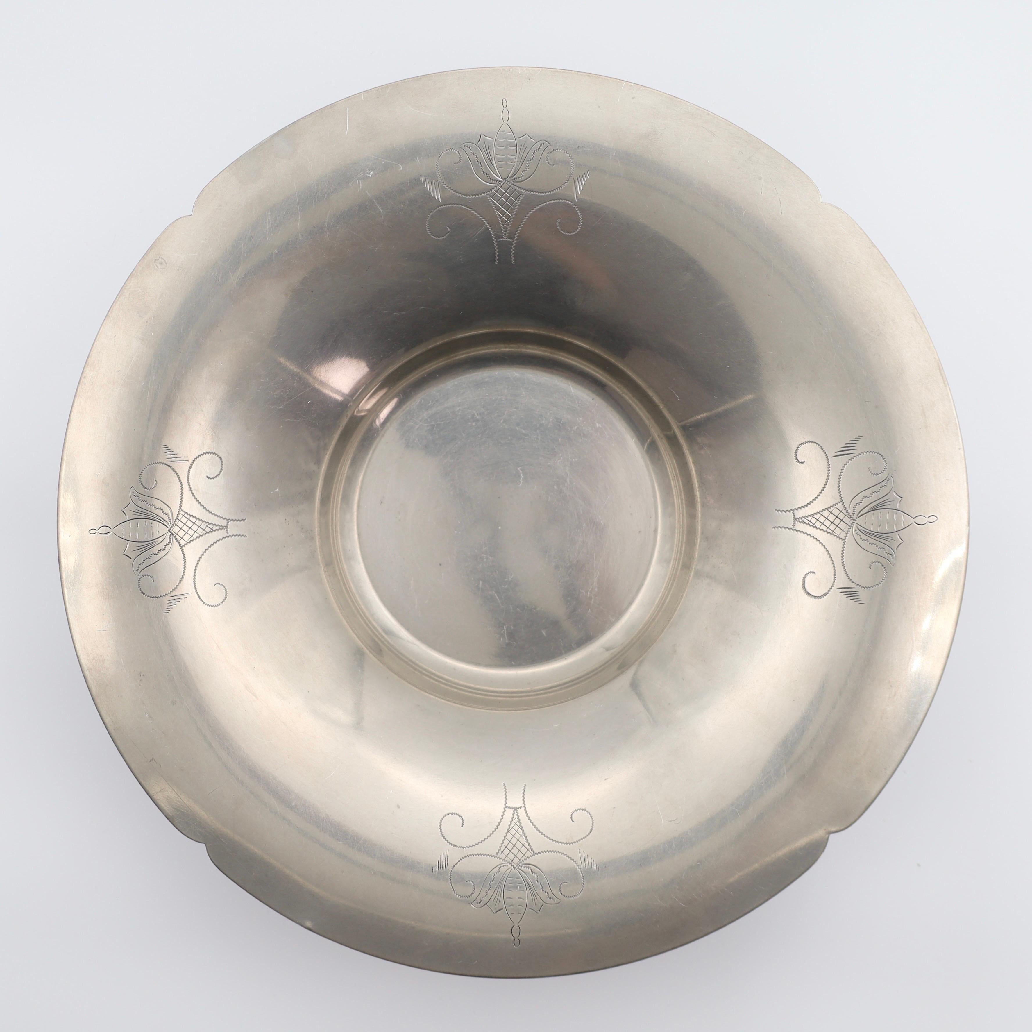 Étain Grand bol en étain Art déco par Just Andersen, années 1930, Danemark en vente