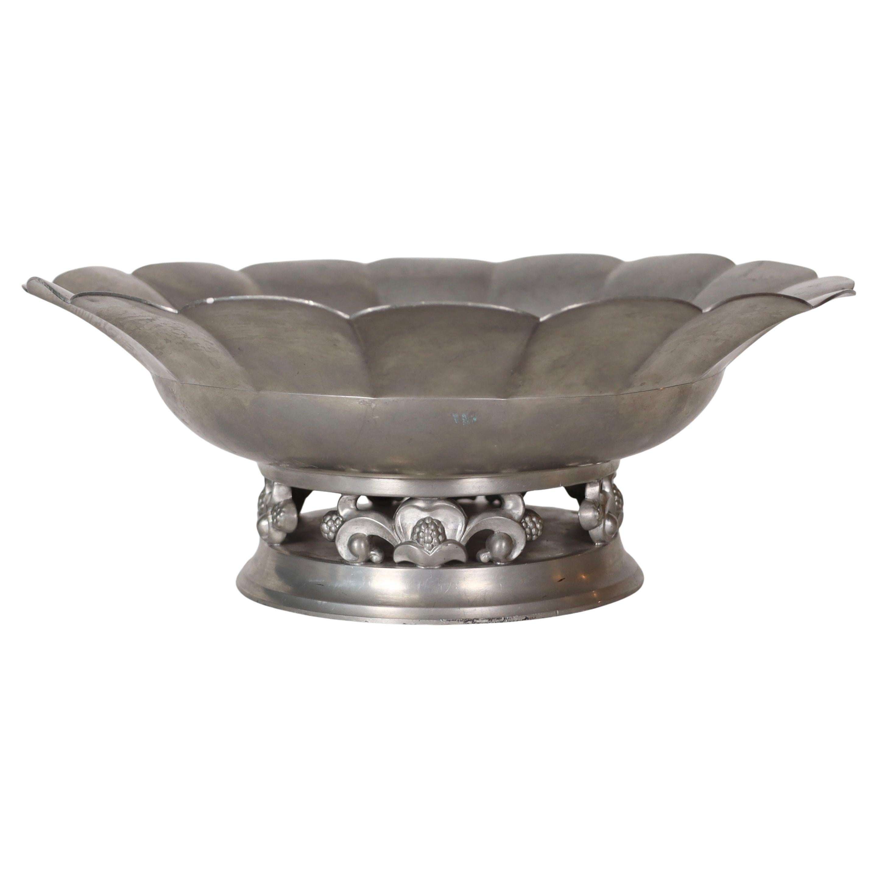 Große Zinnschale im Art déco-Stil von Just Andersen, 1920er Jahre, Dänemark