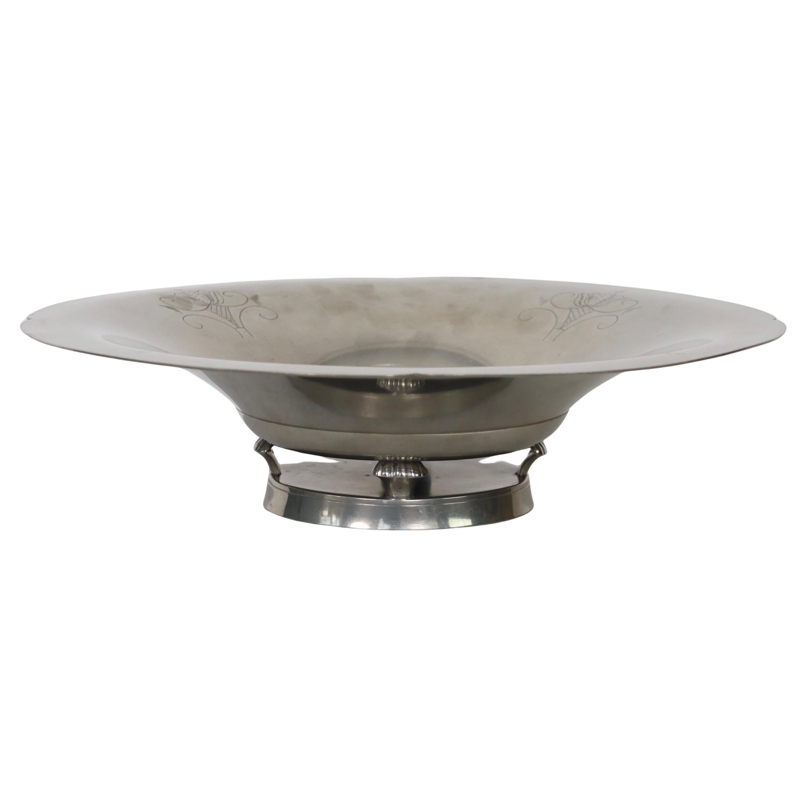 Grand bol en étain Art déco par Just Andersen, années 1930, Danemark