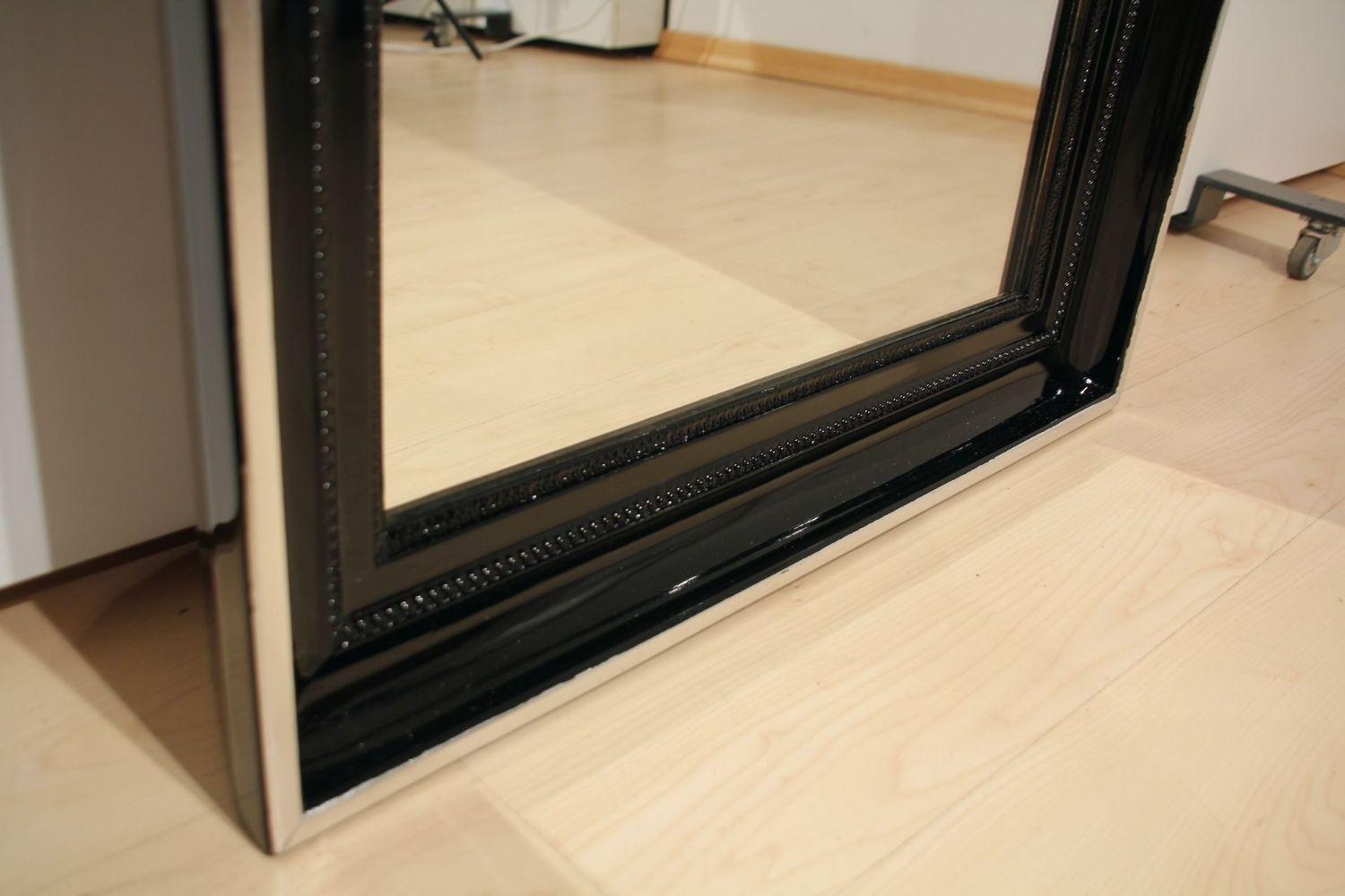 Art Deco Mirror, Black Lacquer and Silver-Leaf, France circa 1920 6