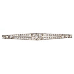 Large Art Deco Platinum Diamond Bar Brooch