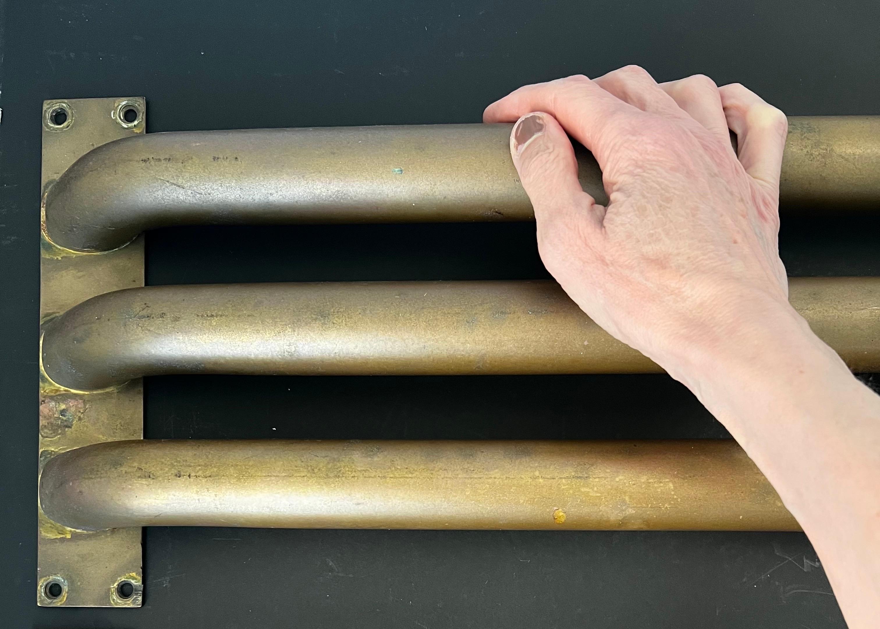 German Large Art Deco Push Pull Door Handles in Brass For Sale